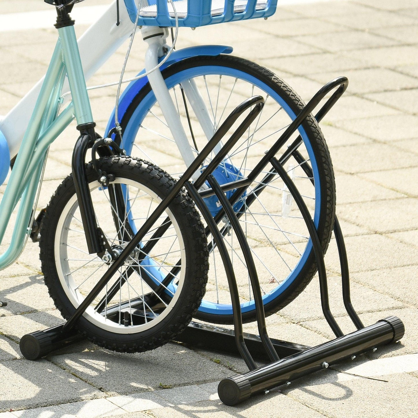 HOMCOM Steel Indoor Bike Rack - Double-Sided, Black - ALL4U RETAILER LTD