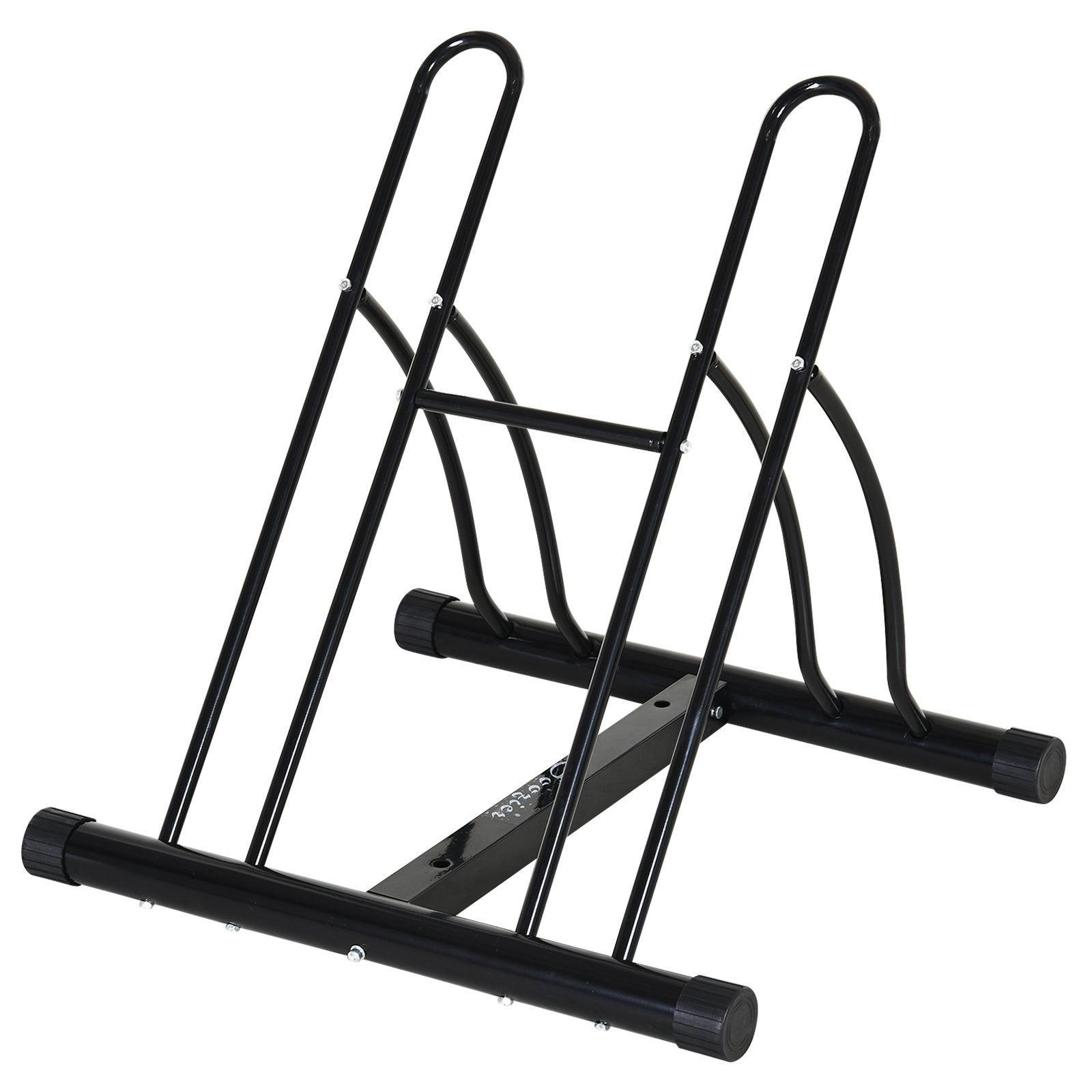 HOMCOM Steel Indoor Bike Rack - Double-Sided, Black - ALL4U RETAILER LTD