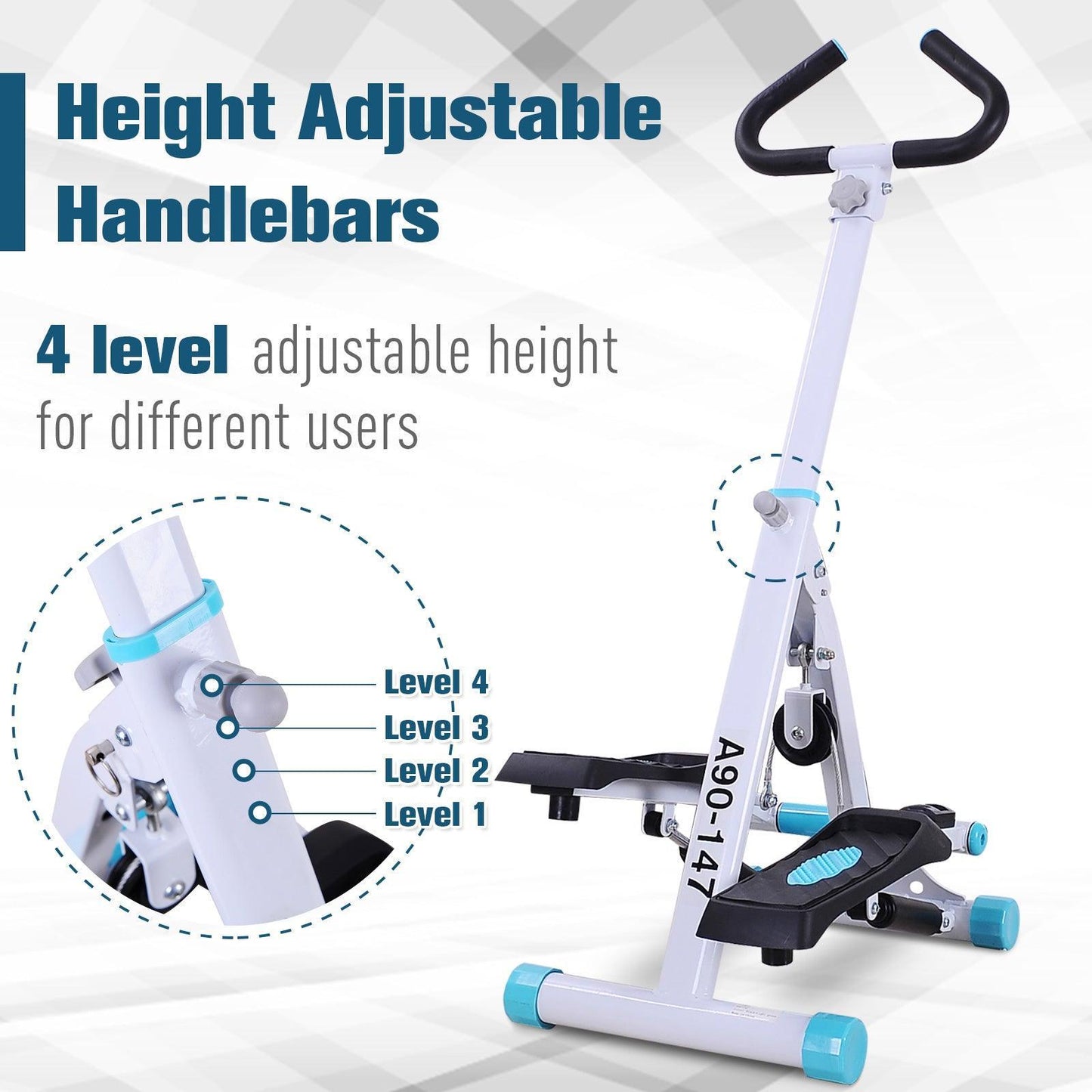 HOMCOM Stepper with Handle Grip - Easy Fitness - ALL4U RETAILER LTD