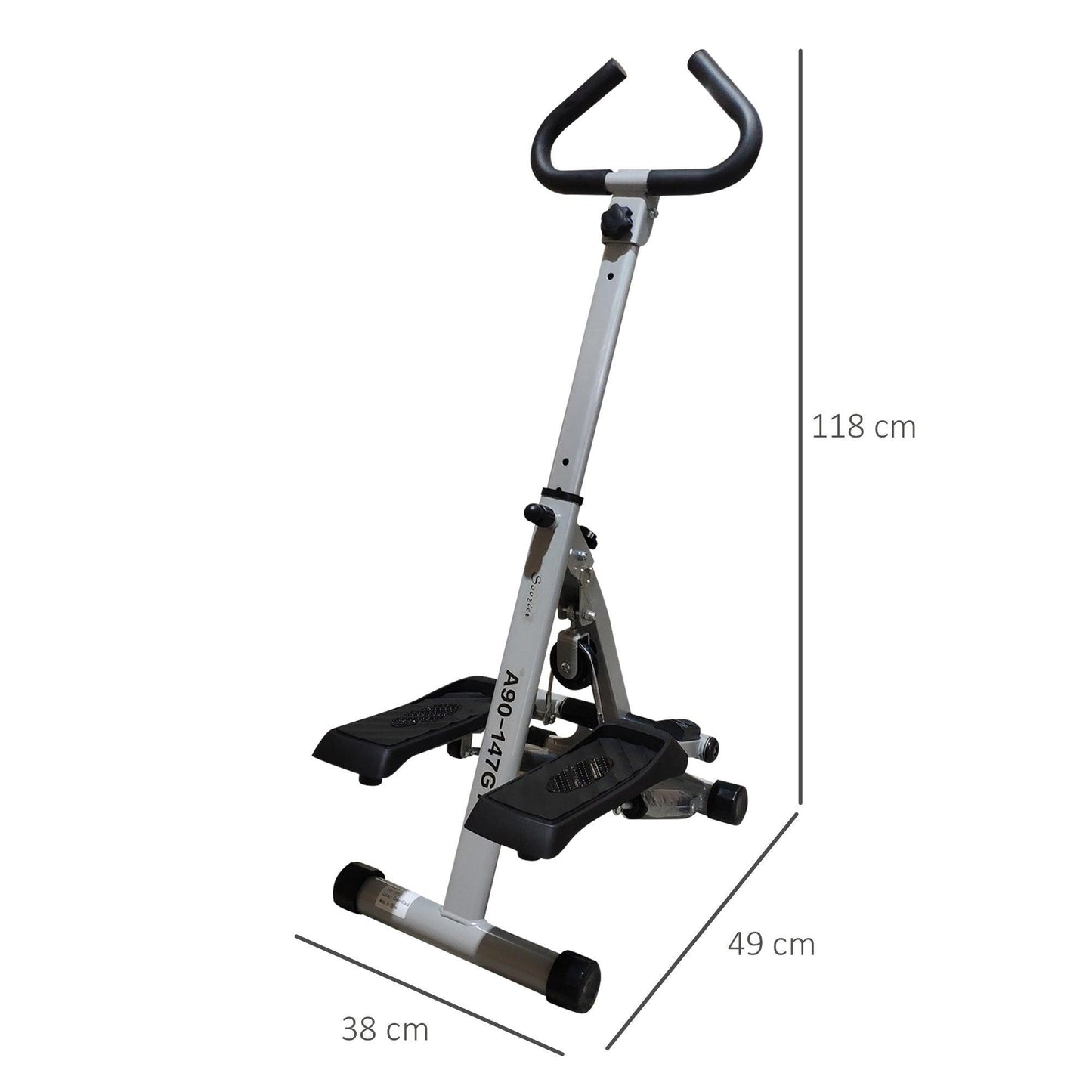 HOMCOM Stepper with Handle Workout Machine - Grey - ALL4U RETAILER LTD