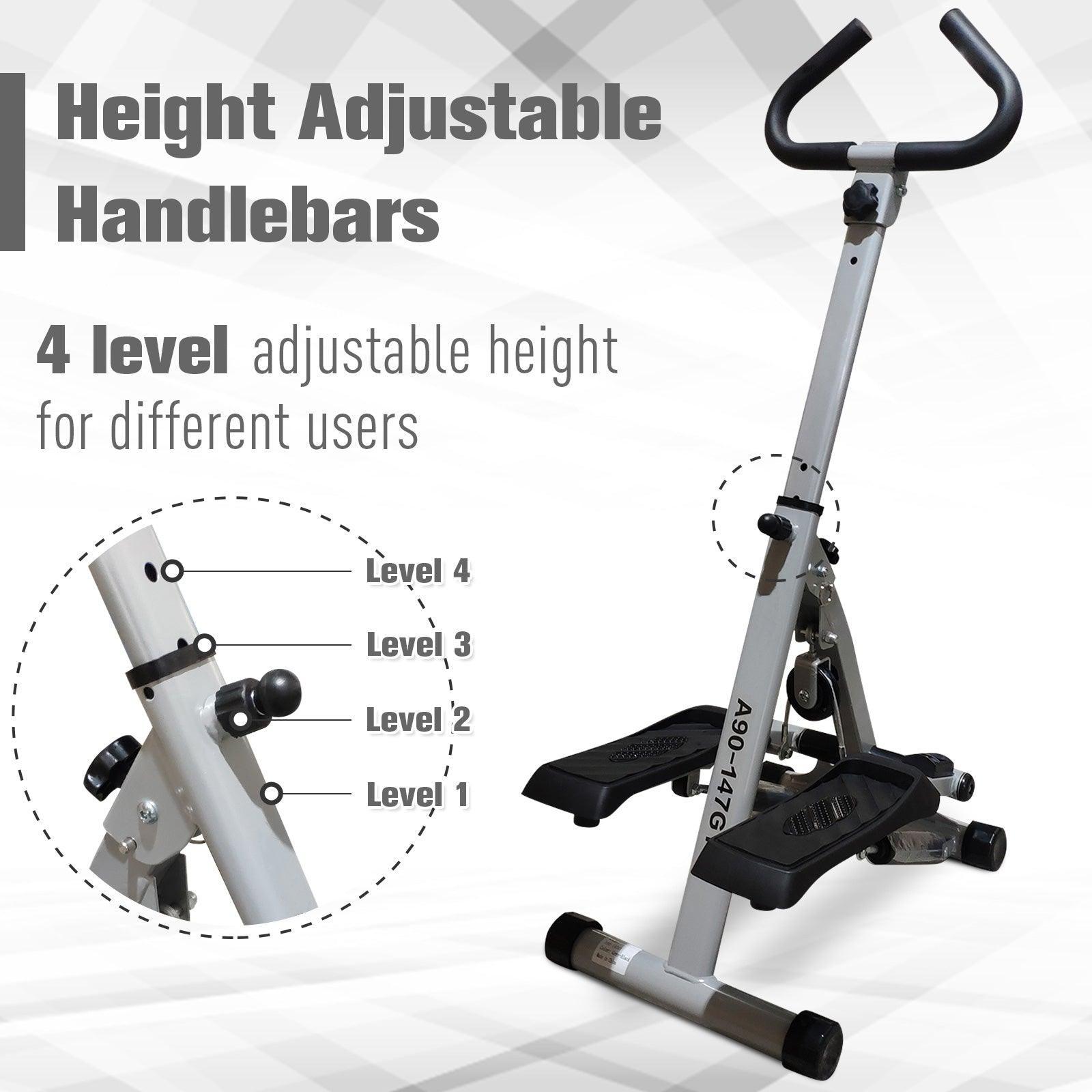 HOMCOM Stepper with Handle Workout Machine - Grey - ALL4U RETAILER LTD