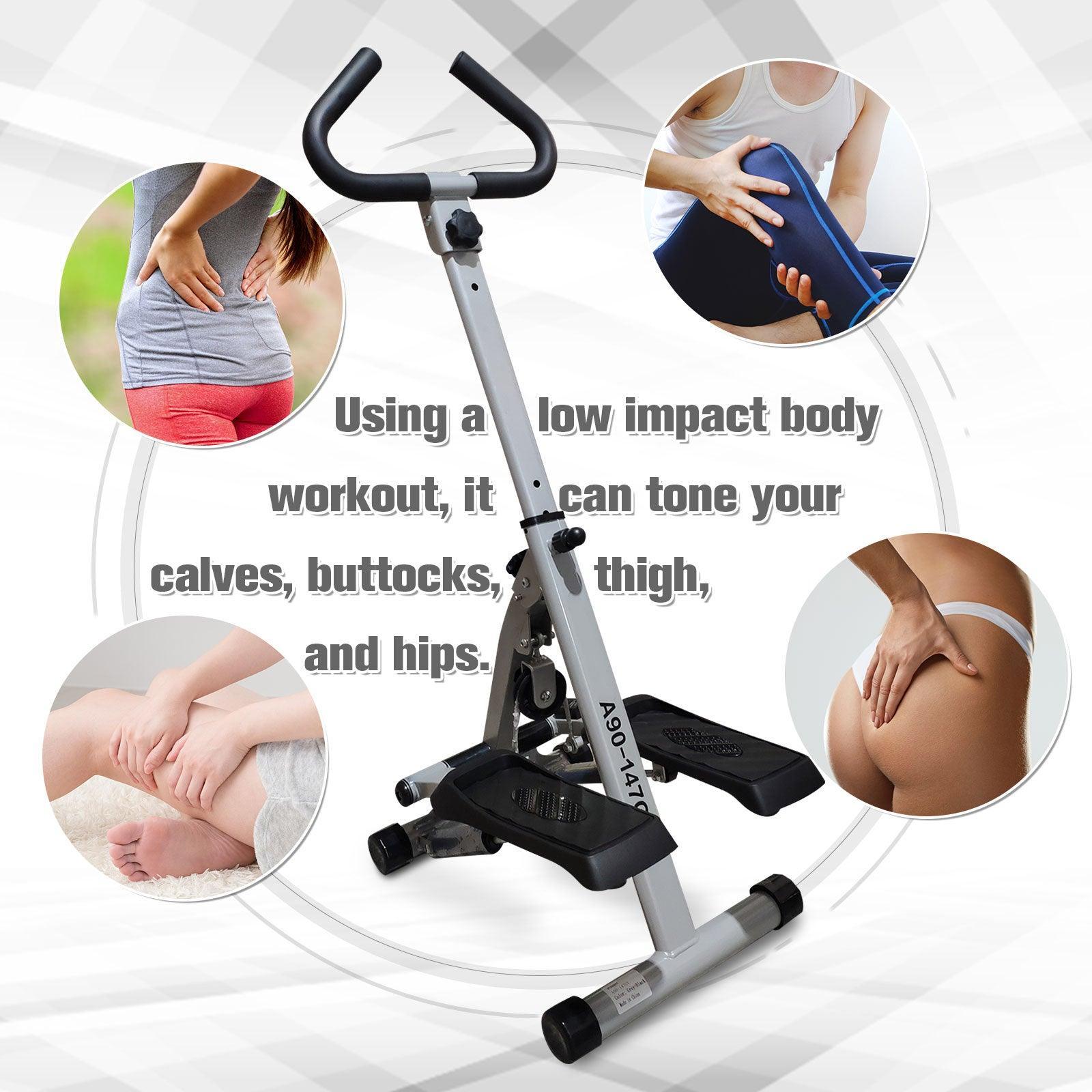 HOMCOM Stepper with Handle Workout Machine - Grey - ALL4U RETAILER LTD