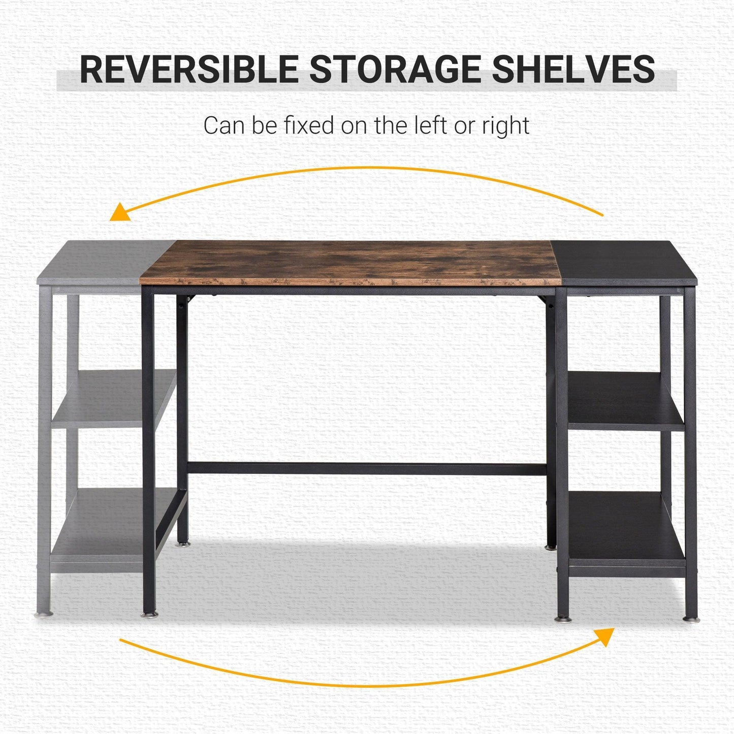 HOMCOM Study Desk, 2 Shelves, Steel Frame - ALL4U RETAILER LTD