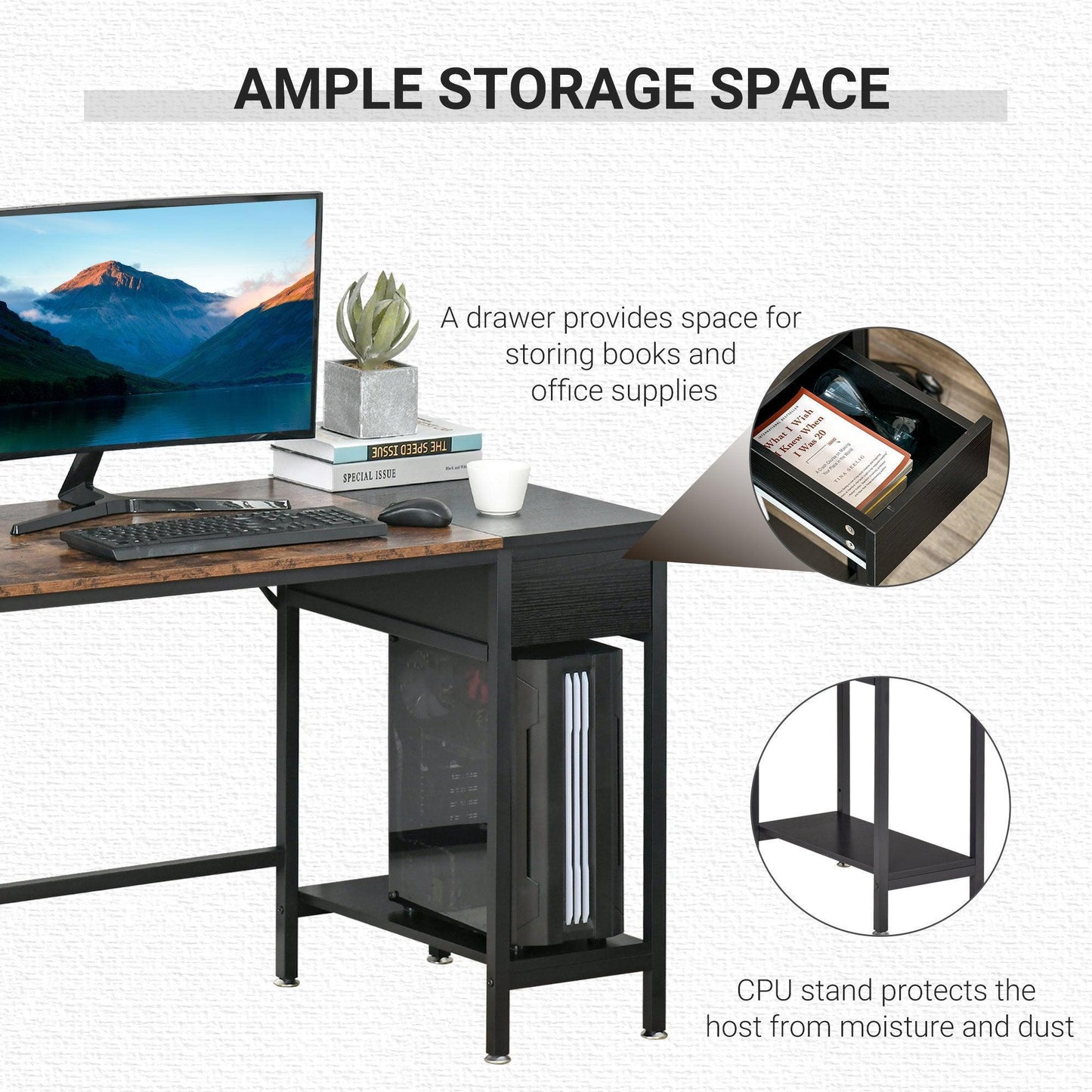 HOMCOM Study Desk: Sleek Steel Frame, Compact & Functional - ALL4U RETAILER LTD