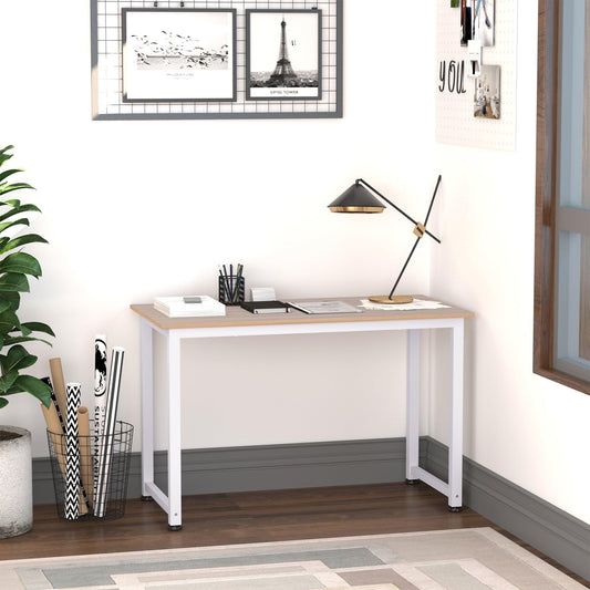 HOMCOM Sturdy Computer Desk with Adjustable Feet - Oak White - ALL4U RETAILER LTD