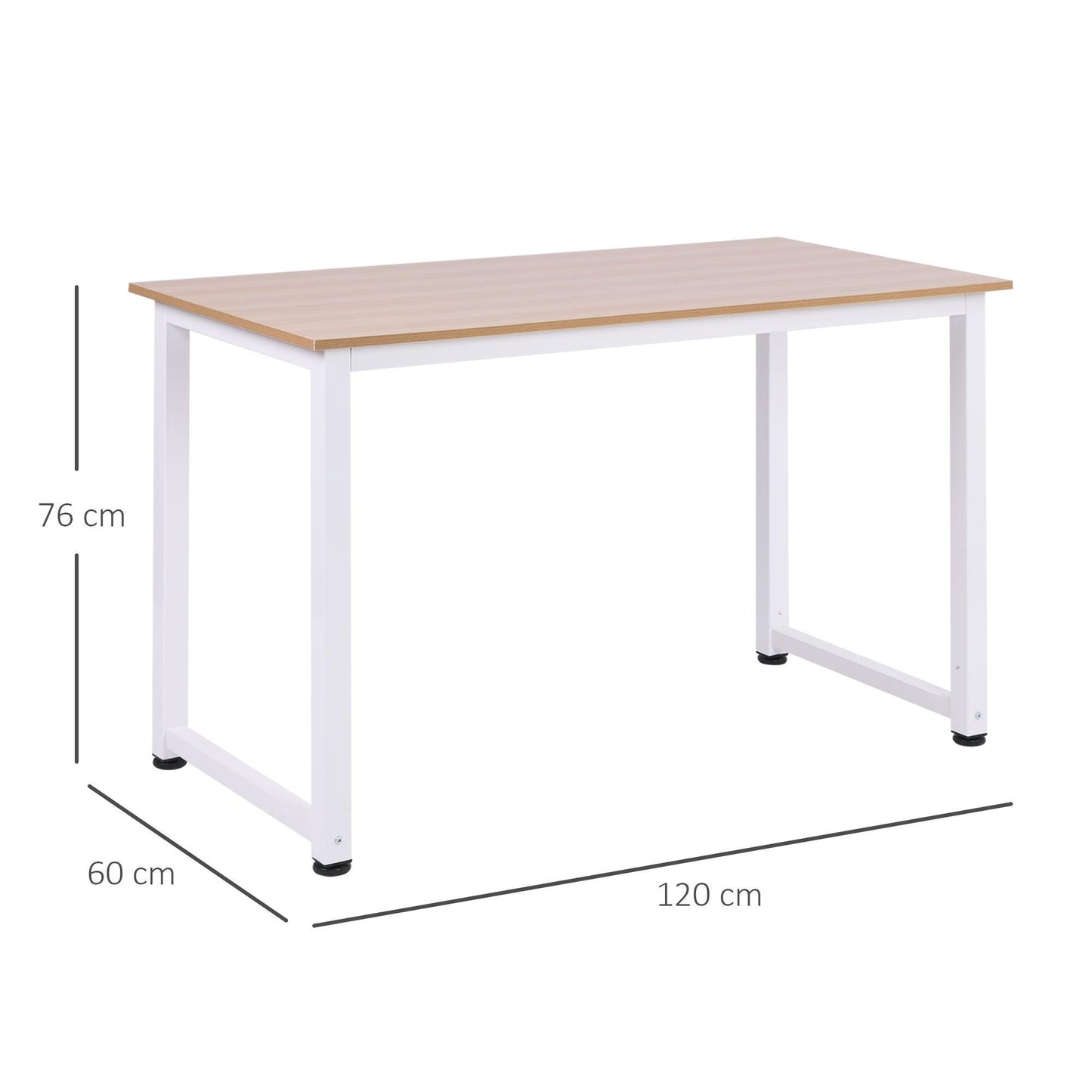 HOMCOM Sturdy Computer Desk with Adjustable Feet - Oak White - ALL4U RETAILER LTD