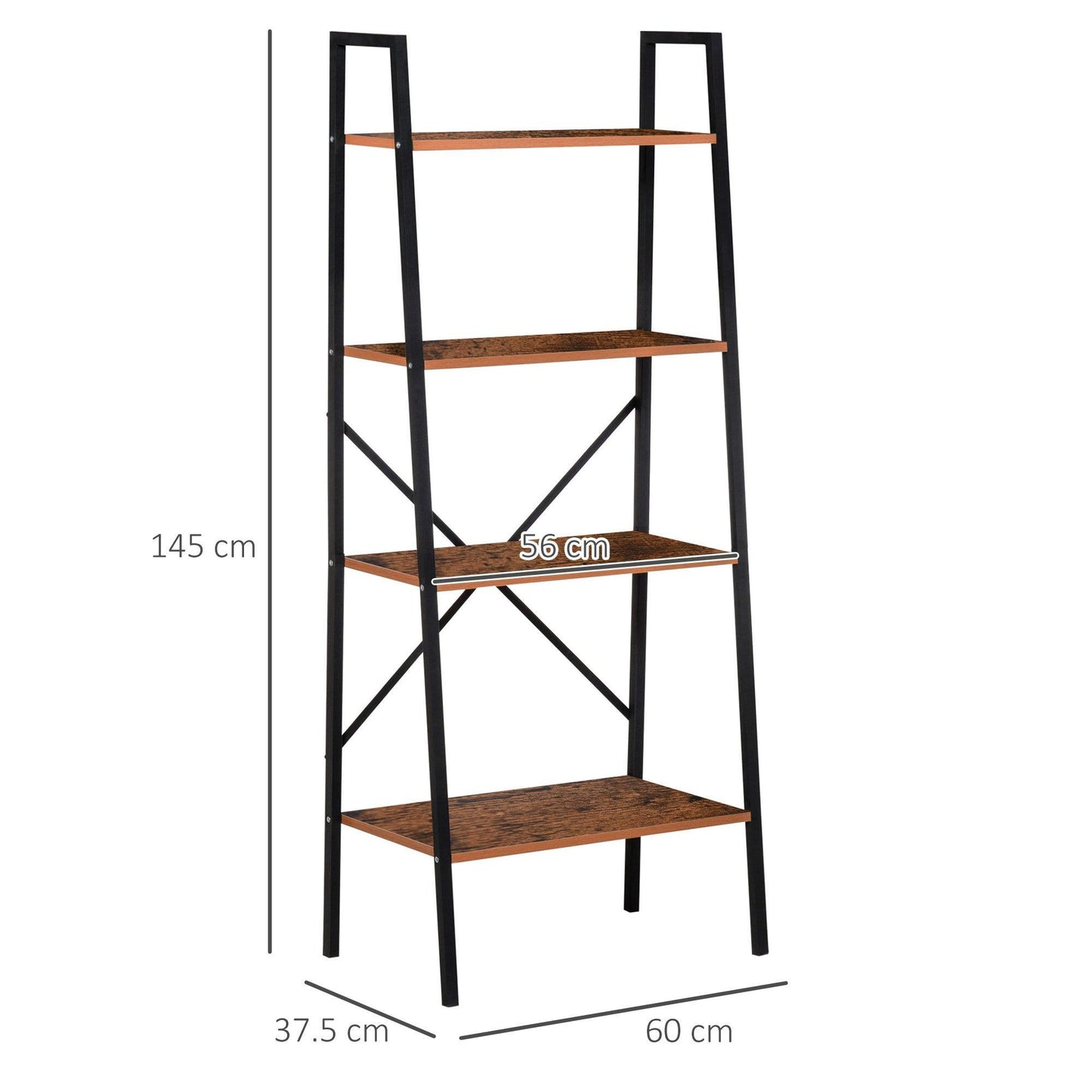 HOMCOM Stylish 4-Tier Ladder Shelf Bookcase - Sleek Storage & Display - ALL4U RETAILER LTD