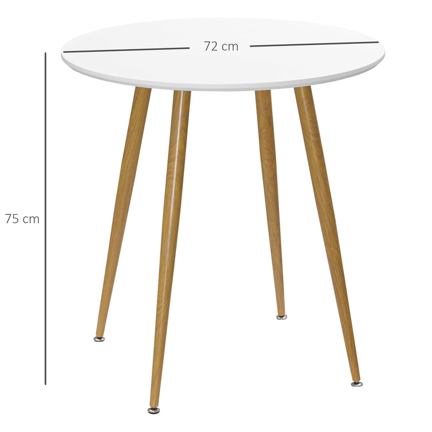 HOMCOM Stylish Round Dining Table, 2-Person, White - ALL4U RETAILER LTD