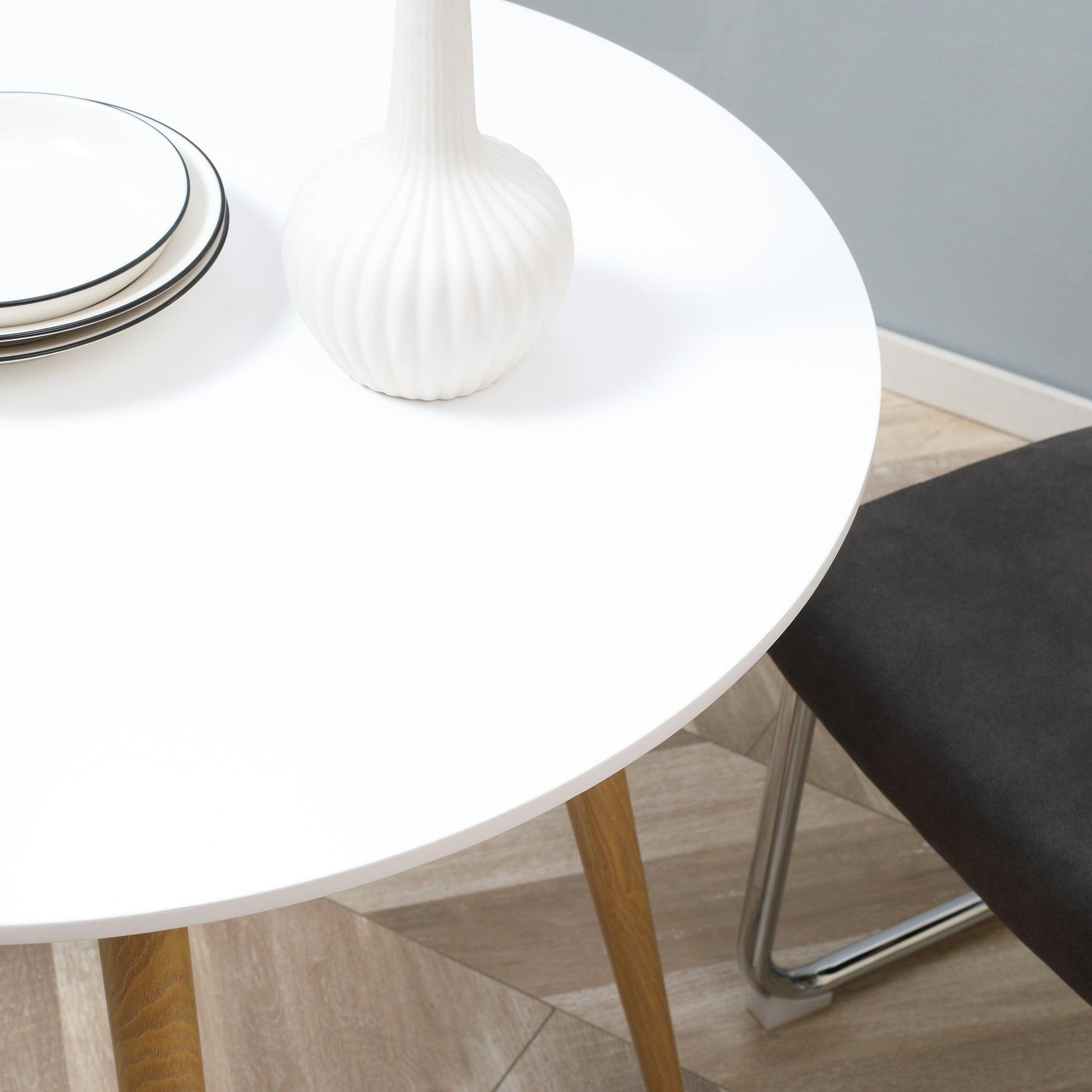 HOMCOM Stylish Round Dining Table, 2-Person, White - ALL4U RETAILER LTD