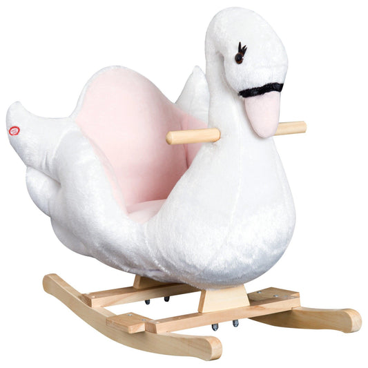 HOMCOM Swan Rocking Horse - Wooden Ride On Toy - ALL4U RETAILER LTD