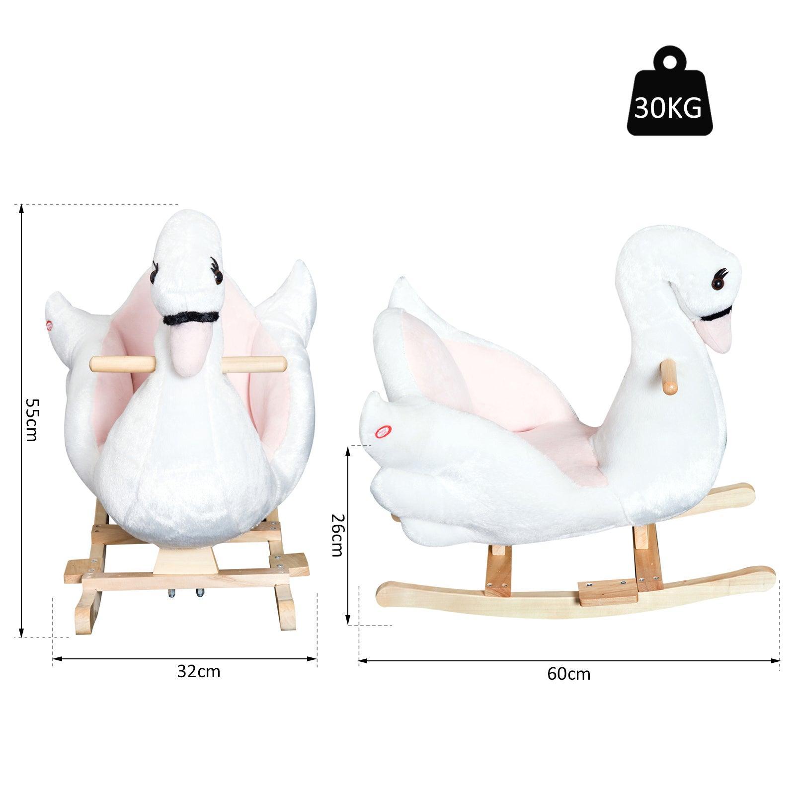 HOMCOM Swan Rocking Horse - Wooden Ride On Toy - ALL4U RETAILER LTD