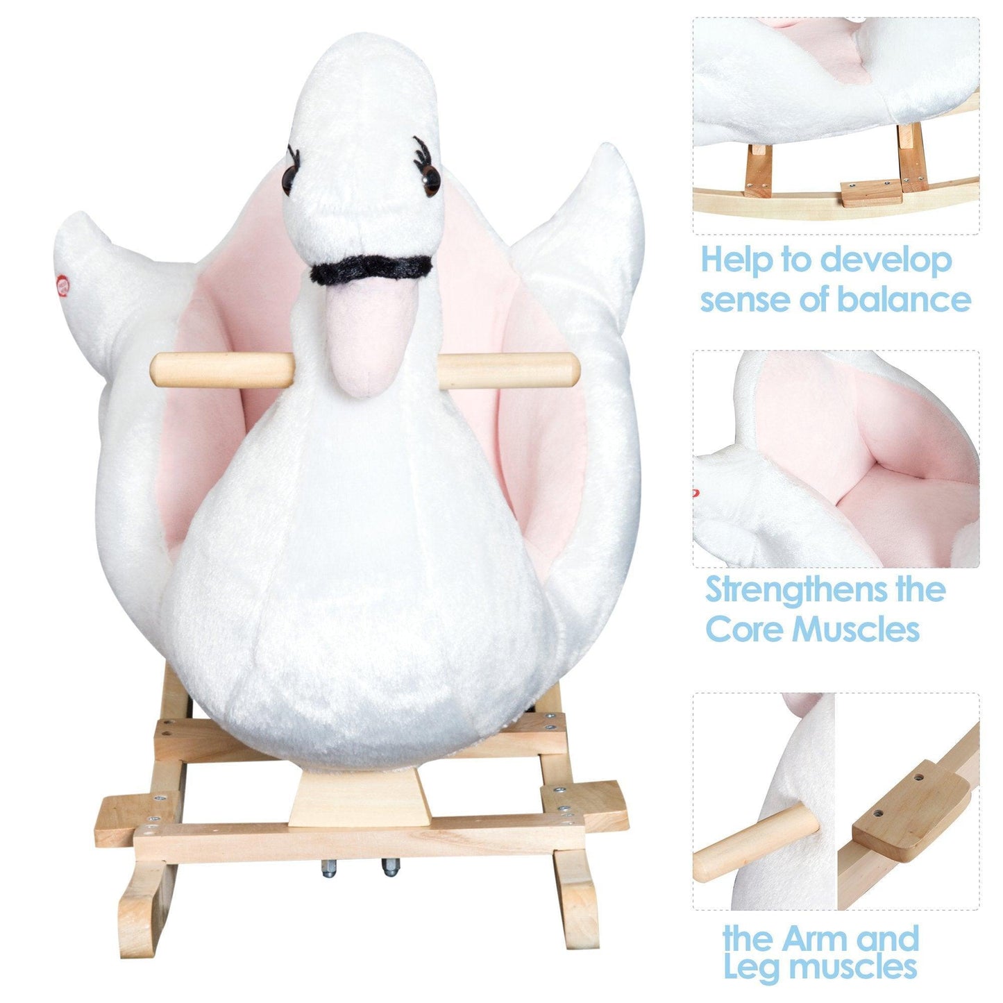 HOMCOM Swan Rocking Horse - Wooden Ride On Toy - ALL4U RETAILER LTD