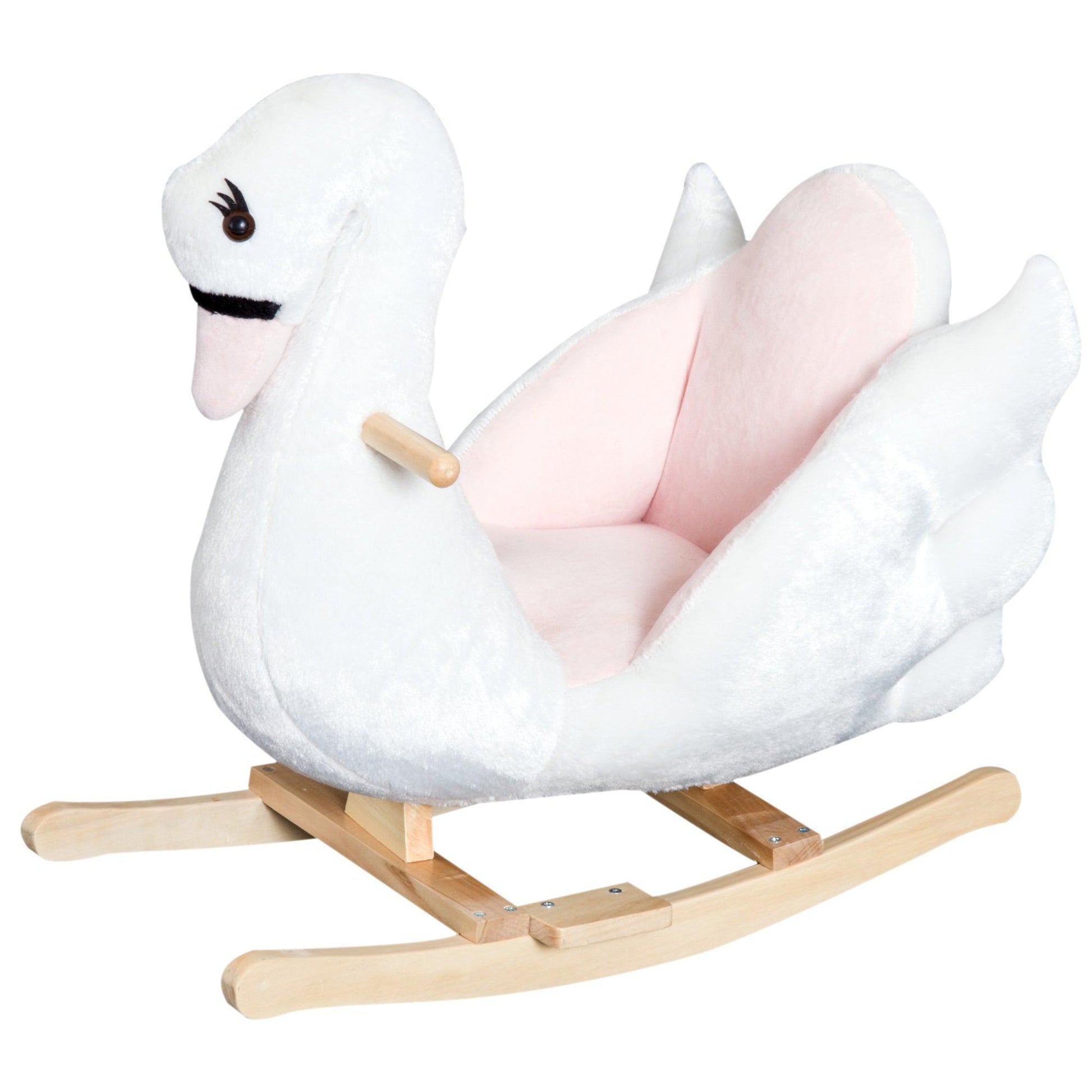 HOMCOM Swan Rocking Horse - Wooden Ride On Toy - ALL4U RETAILER LTD