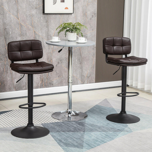 HOMCOM Swivel Bar Stools Set of 2 - Adjustable Height, Brown - ALL4U RETAILER LTD