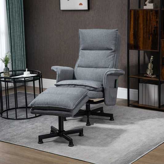 HOMCOM Swivel Massage Recliner Chair, Grey - ALL4U RETAILER LTD
