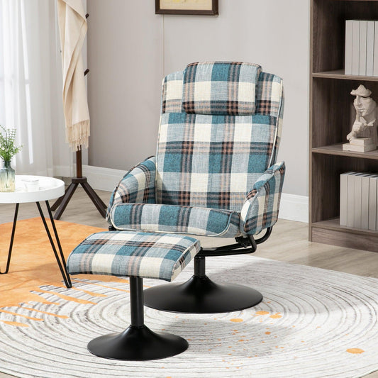 HOMCOM Swivel Recliner Chair & Footstool - ALL4U RETAILER LTD