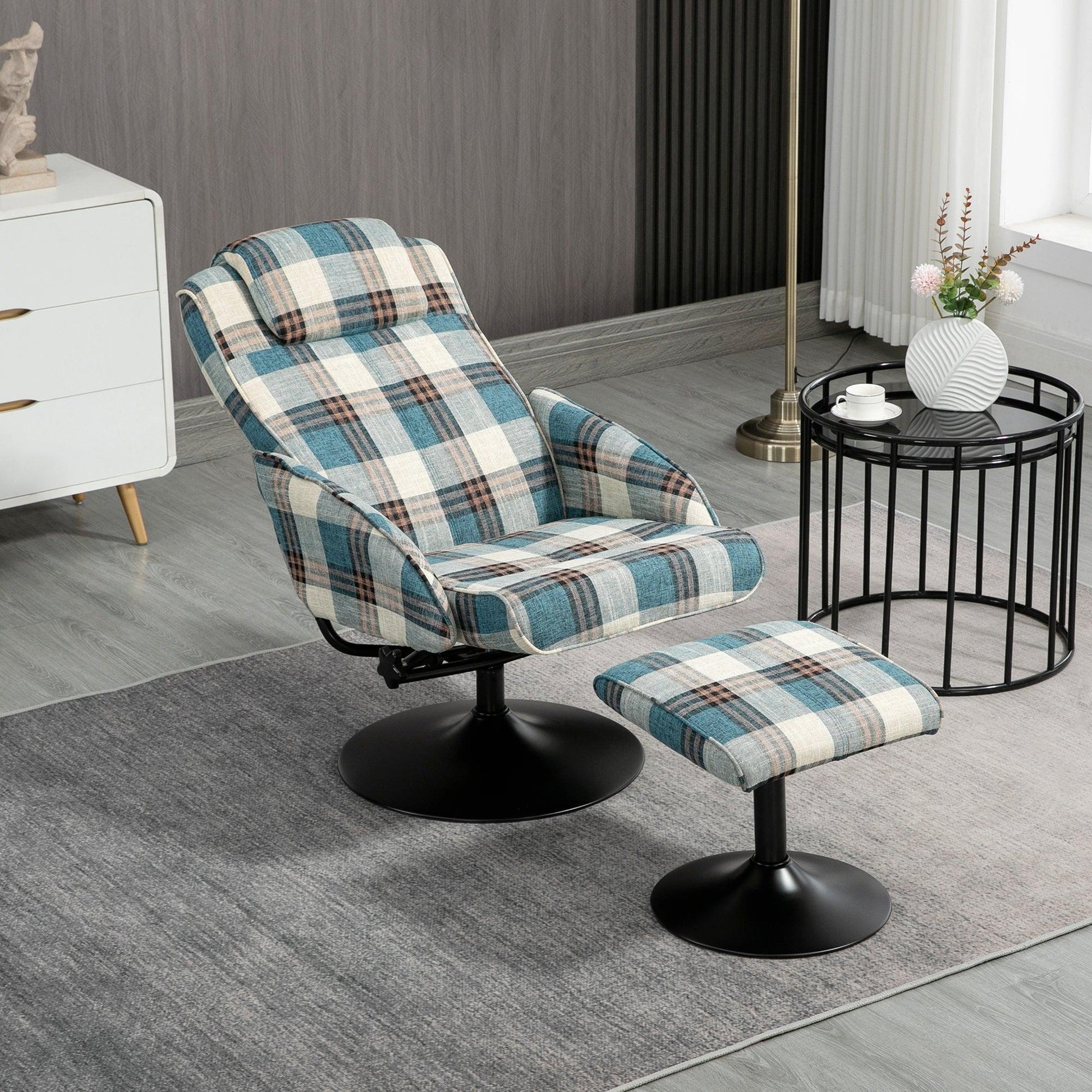 HOMCOM Swivel Recliner Chair & Footstool - ALL4U RETAILER LTD