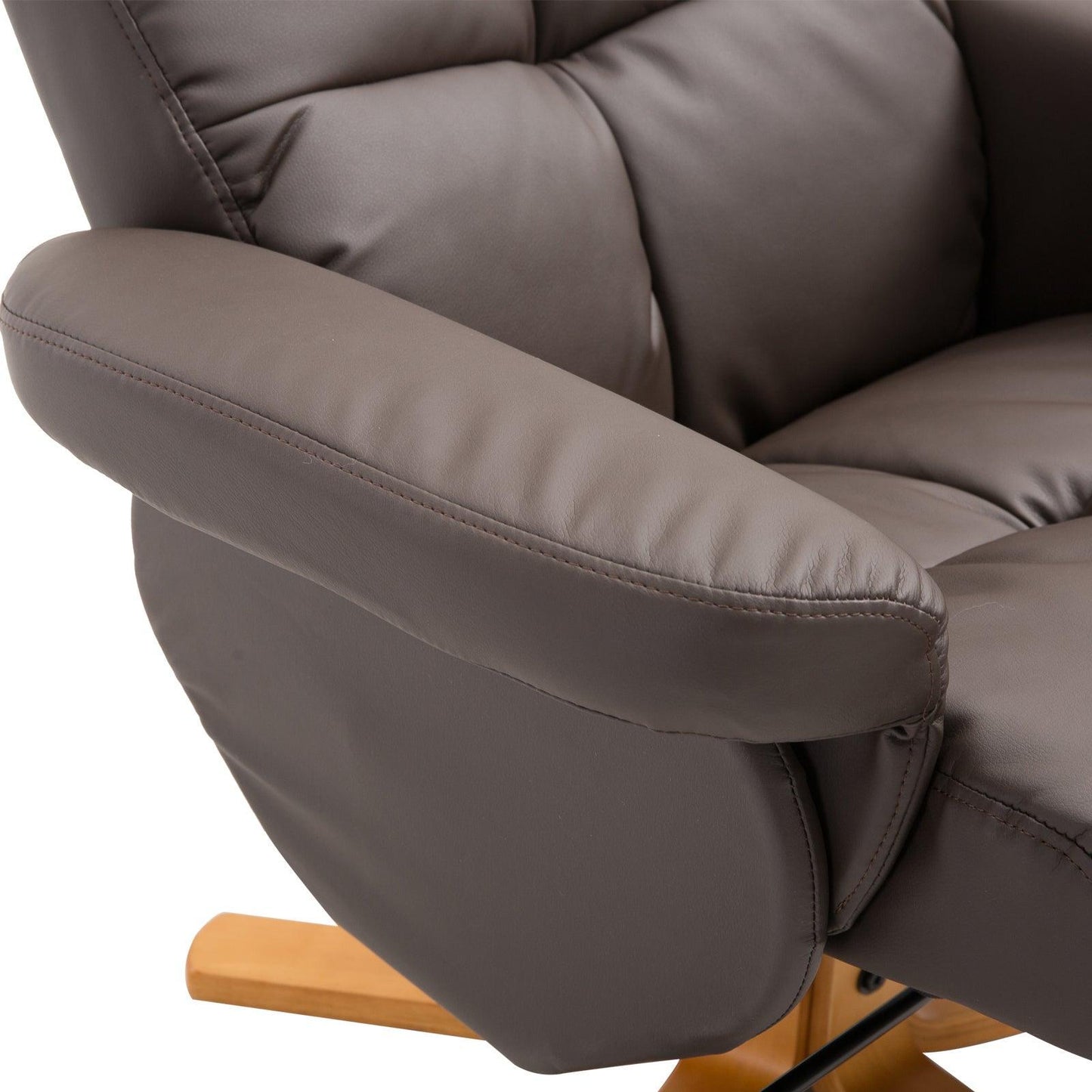 HOMCOM Swivel Recliner Chair & Footstool Set - Brown - ALL4U RETAILER LTD