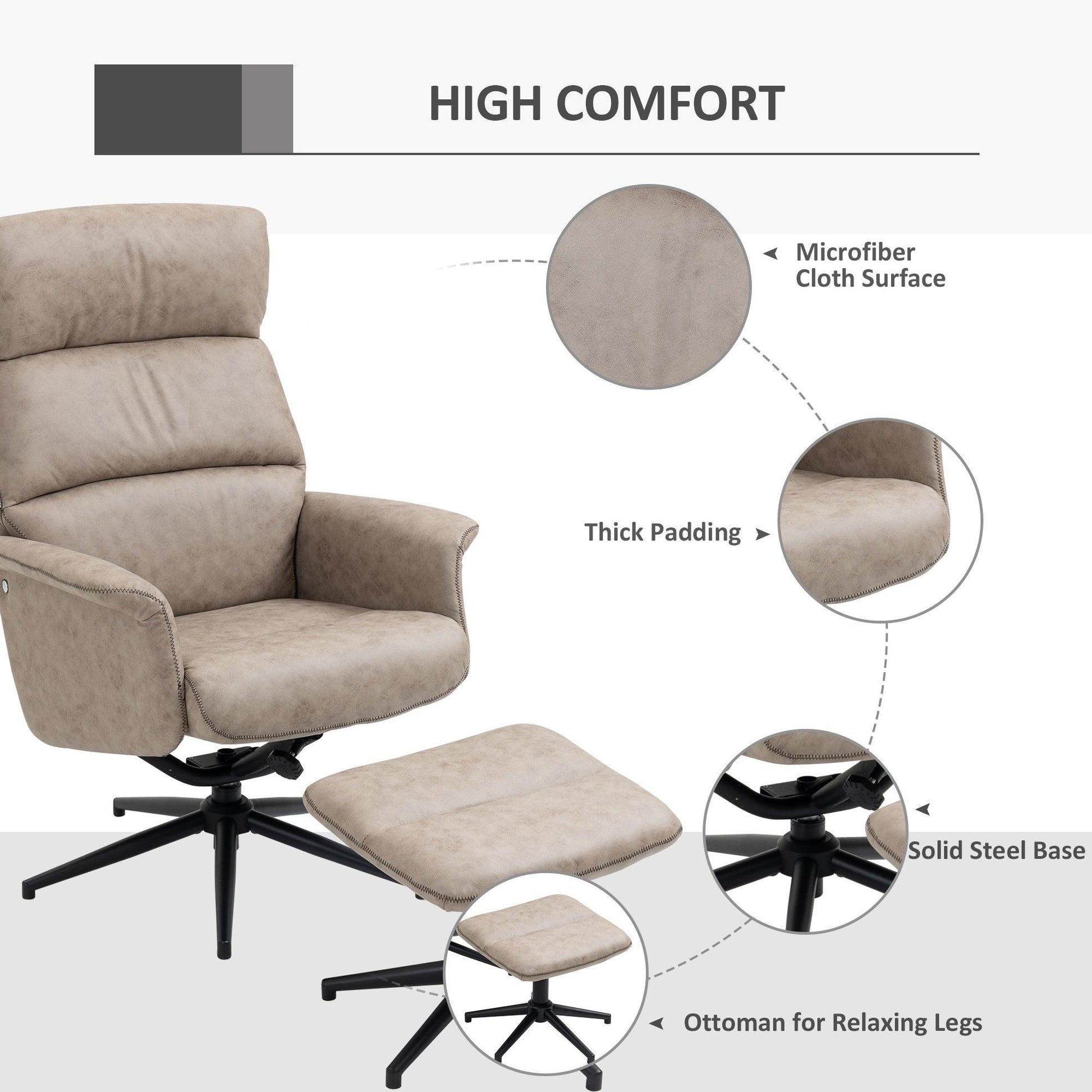 HOMCOM Recliner Chair and Ottoman Set - ALL4U RETAILER LTD