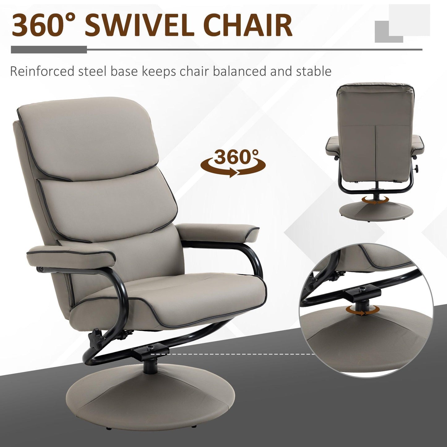 HOMCOM Swivel Recliner Chair with Ottoman - ALL4U RETAILER LTD