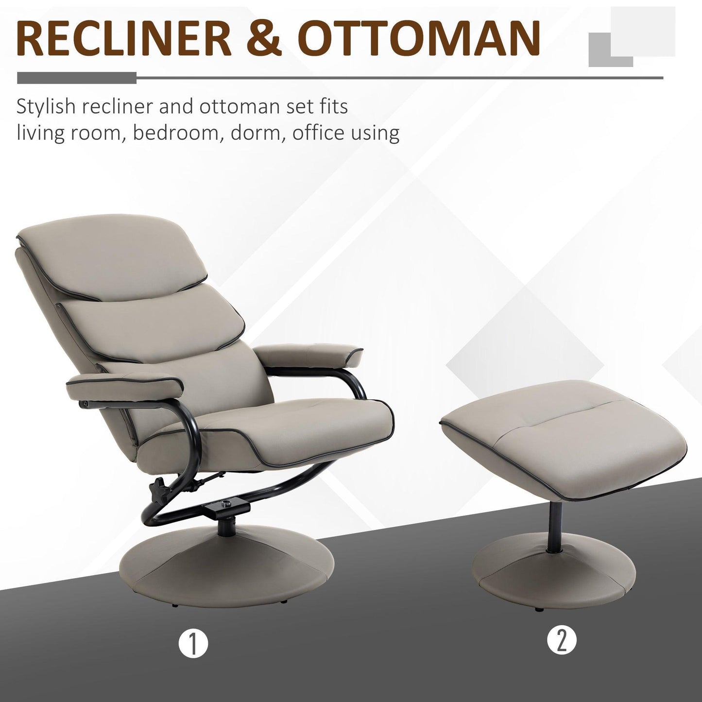 HOMCOM Swivel Recliner Chair with Ottoman - ALL4U RETAILER LTD