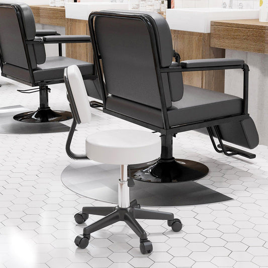 HOMCOM Swivel Salon Chair: Adjustable Height, White - ALL4U RETAILER LTD