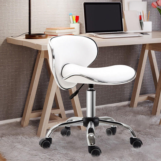 HOMCOM Swivel Salon Chair with Backrest, White - ALL4U RETAILER LTD