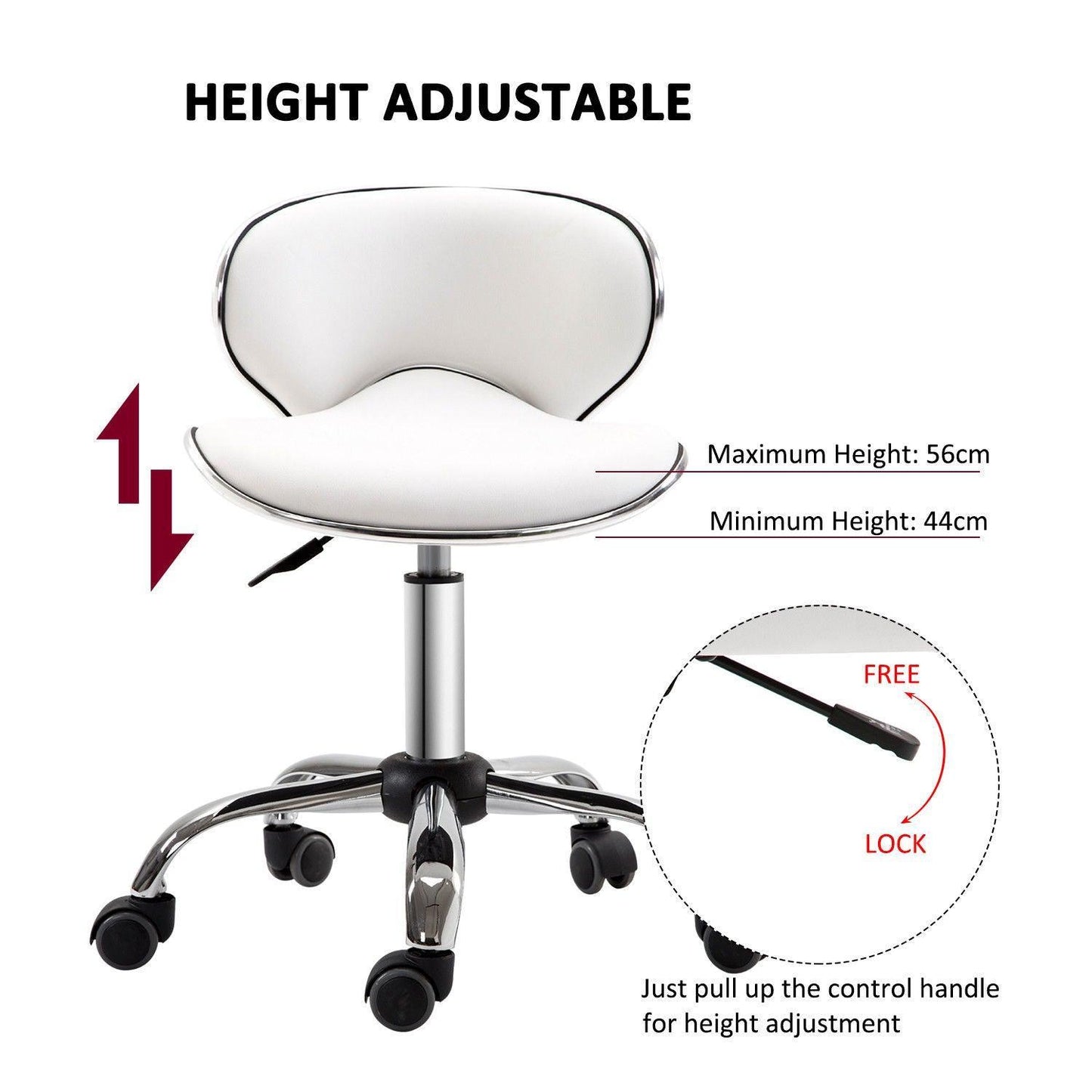 HOMCOM Swivel Salon Chair with Backrest, White - ALL4U RETAILER LTD