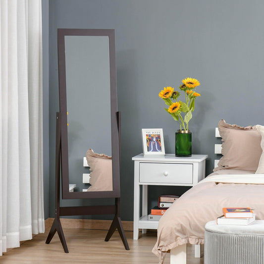 HOMCOM Tall Brown Dressing Mirror - Adjustable, Simple & Clear - ALL4U RETAILER LTD