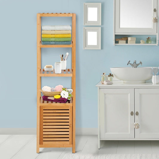 HOMCOM Tall Cabinet with Shelves - 140cm Storage - ALL4U RETAILER LTD