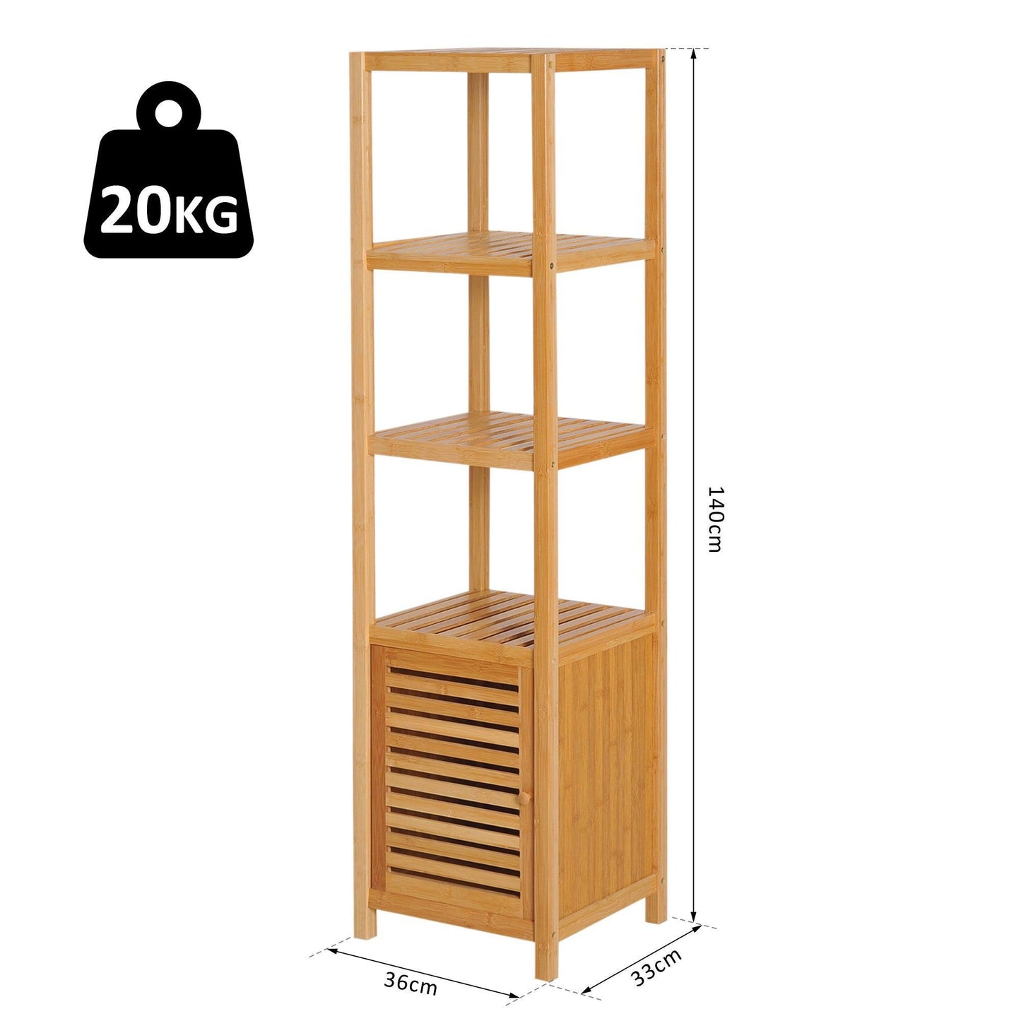 HOMCOM Tall Cabinet with Shelves - 140cm Storage - ALL4U RETAILER LTD