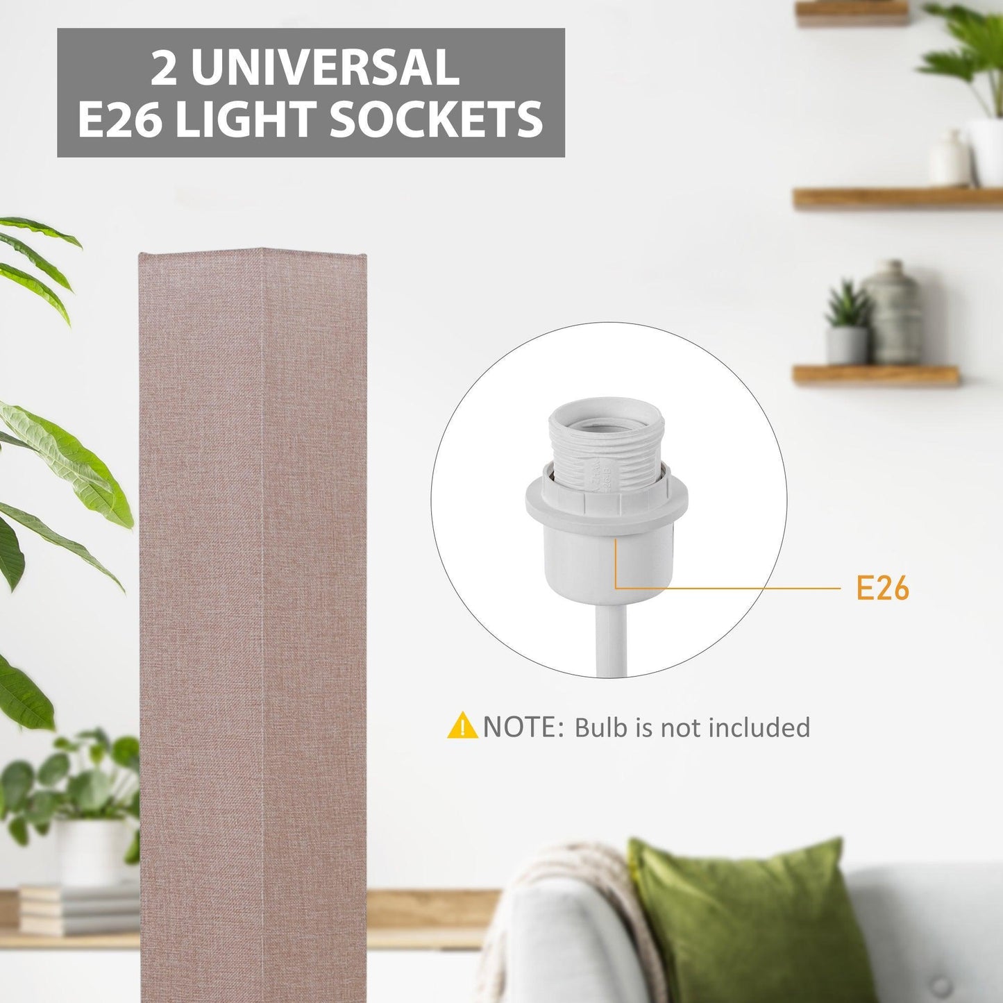 HOMCOM Tall Linen Floor Lamp with Wood Base - Soft & Stylish Lighting - ALL4U RETAILER LTD