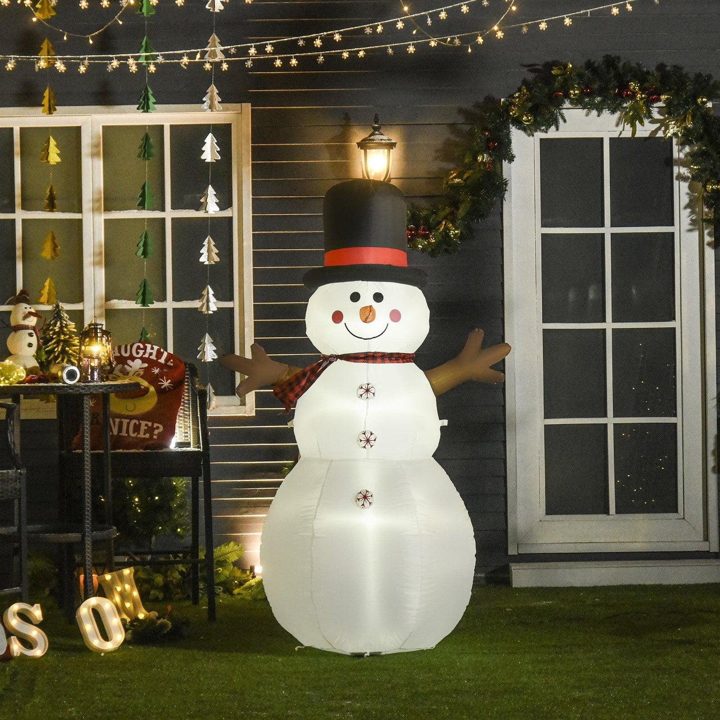 HOMCOM Tall Outdoor Inflatable Snowman Decor with LED Lights - ALL4U RETAILER LTD