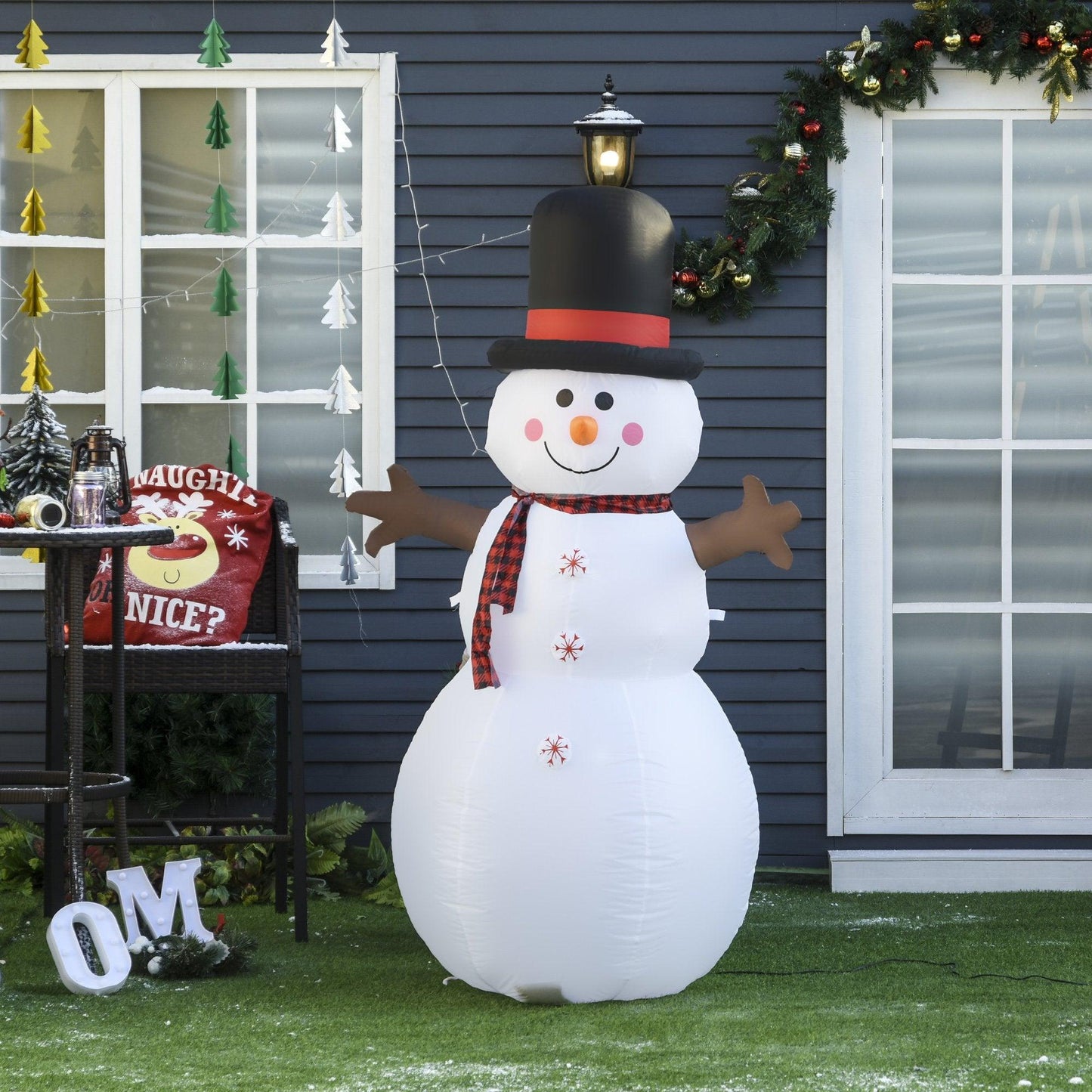 HOMCOM Tall Outdoor Inflatable Snowman Decor with LED Lights - ALL4U RETAILER LTD