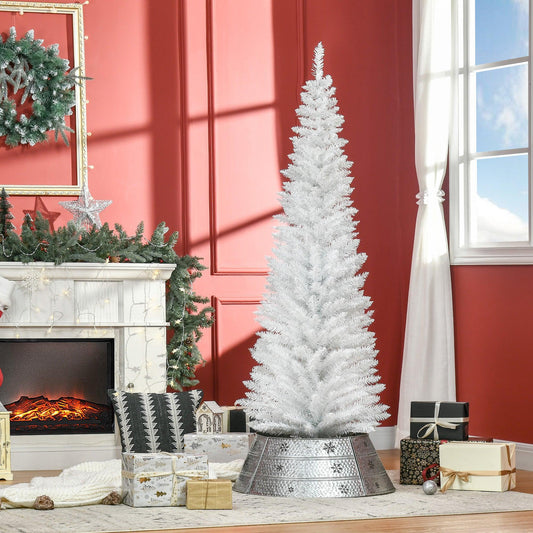 HOMCOM Tall Slim Christmas Tree - 6ft Pine with Stand - ALL4U RETAILER LTD