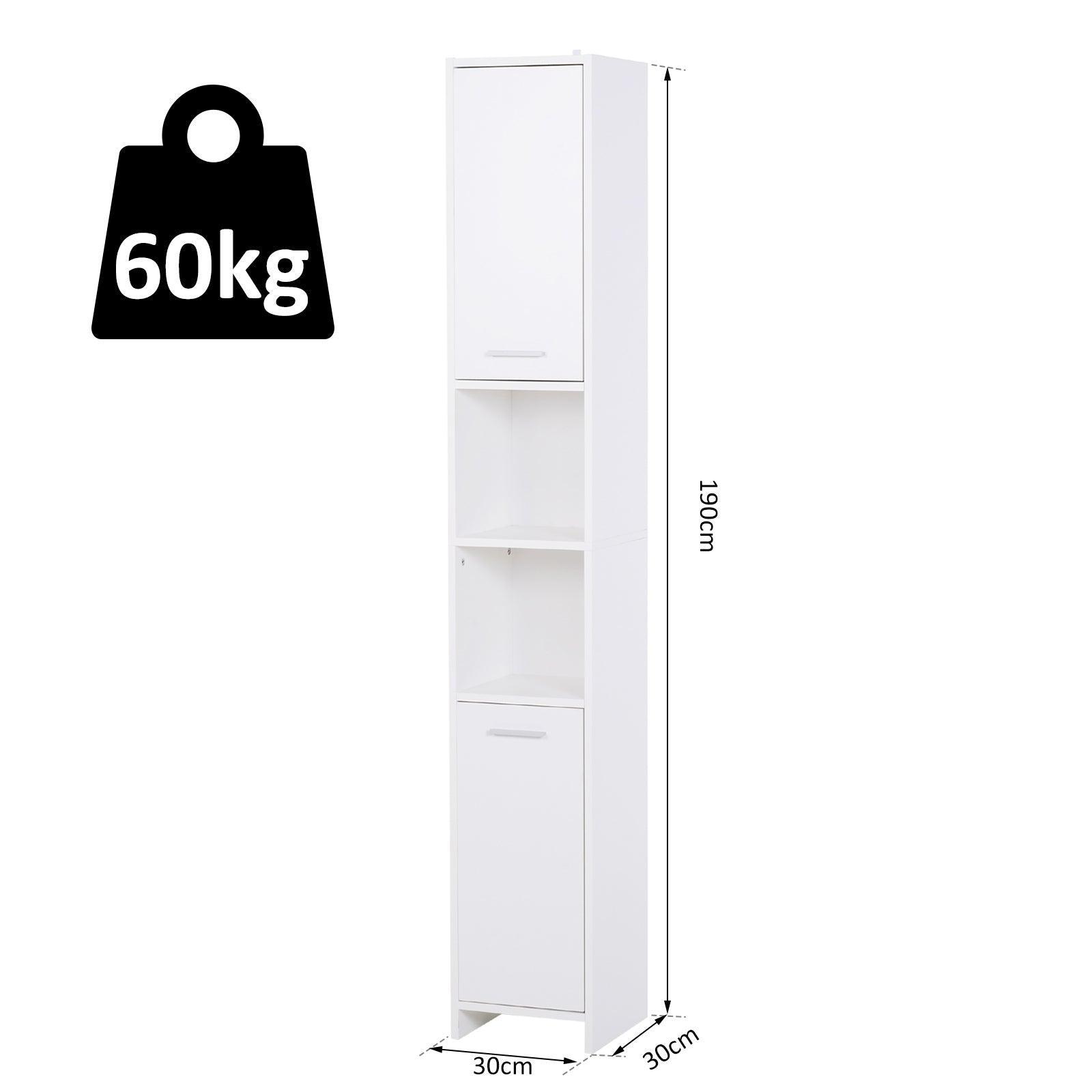 HOMCOM Tall White Bathroom Storage Cabinet - ALL4U RETAILER LTD