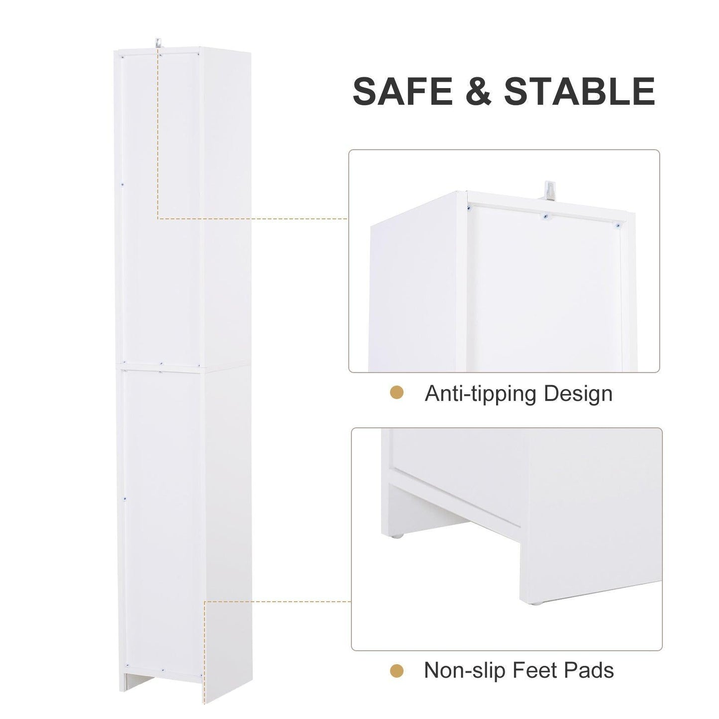 HOMCOM Tall White Bathroom Storage Cabinet - ALL4U RETAILER LTD