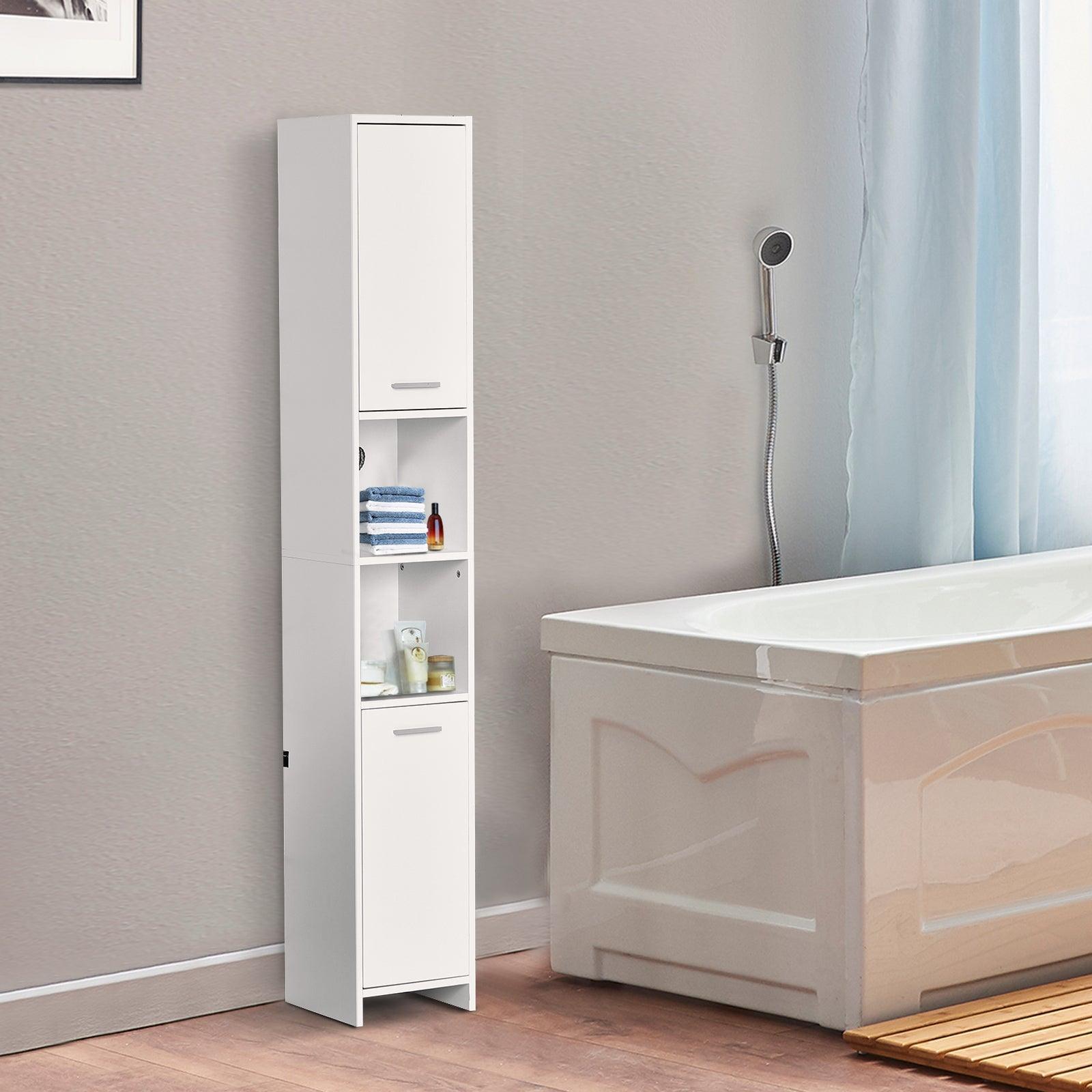 HOMCOM Tall White Bathroom Storage Cabinet - ALL4U RETAILER LTD