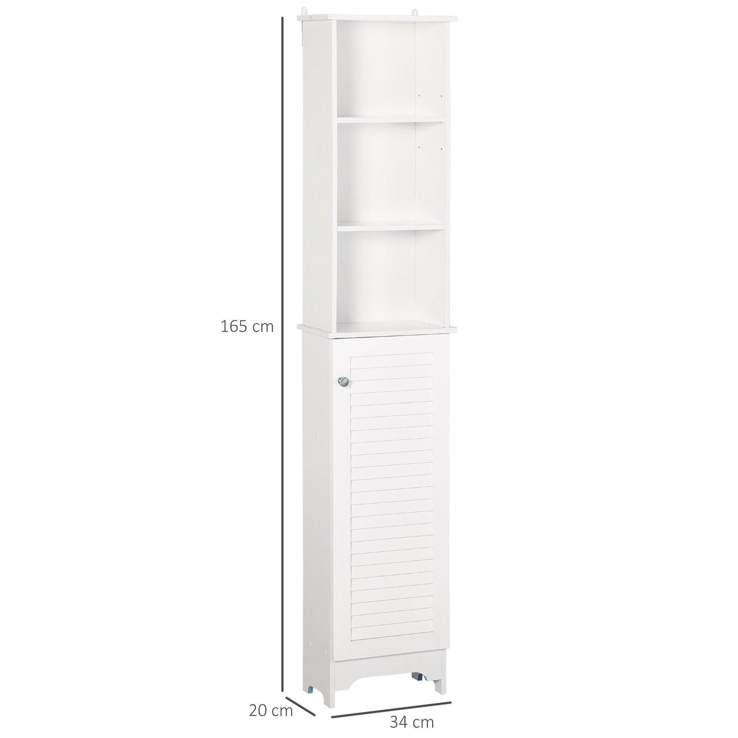 HOMCOM Tallboy Bathroom Storage Cabinet - White - ALL4U RETAILER LTD