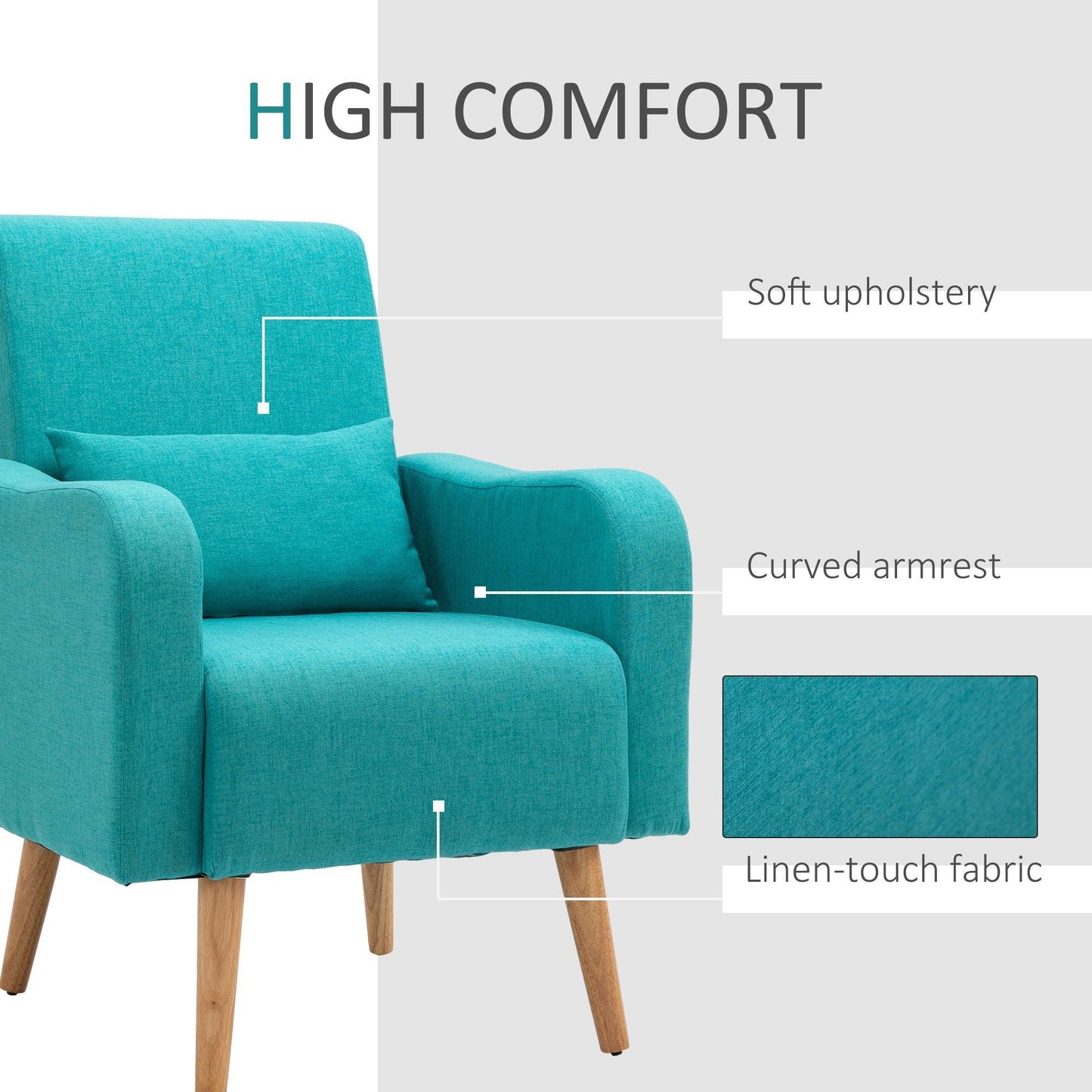 HOMCOM Teal Armchair: Stylish & Comfortable - ALL4U RETAILER LTD