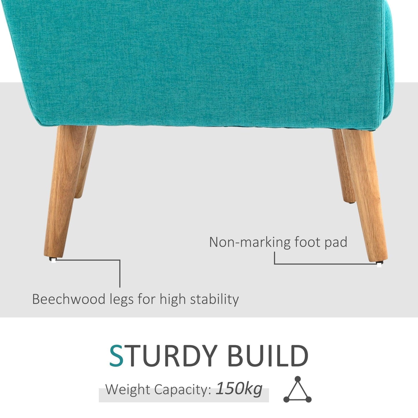 HOMCOM Teal Armchair: Stylish & Comfortable - ALL4U RETAILER LTD