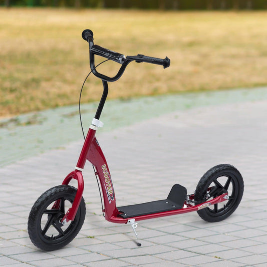HOMCOM Teen Push Scooter with 12 Tyres, Red - ALL4U RETAILER LTD