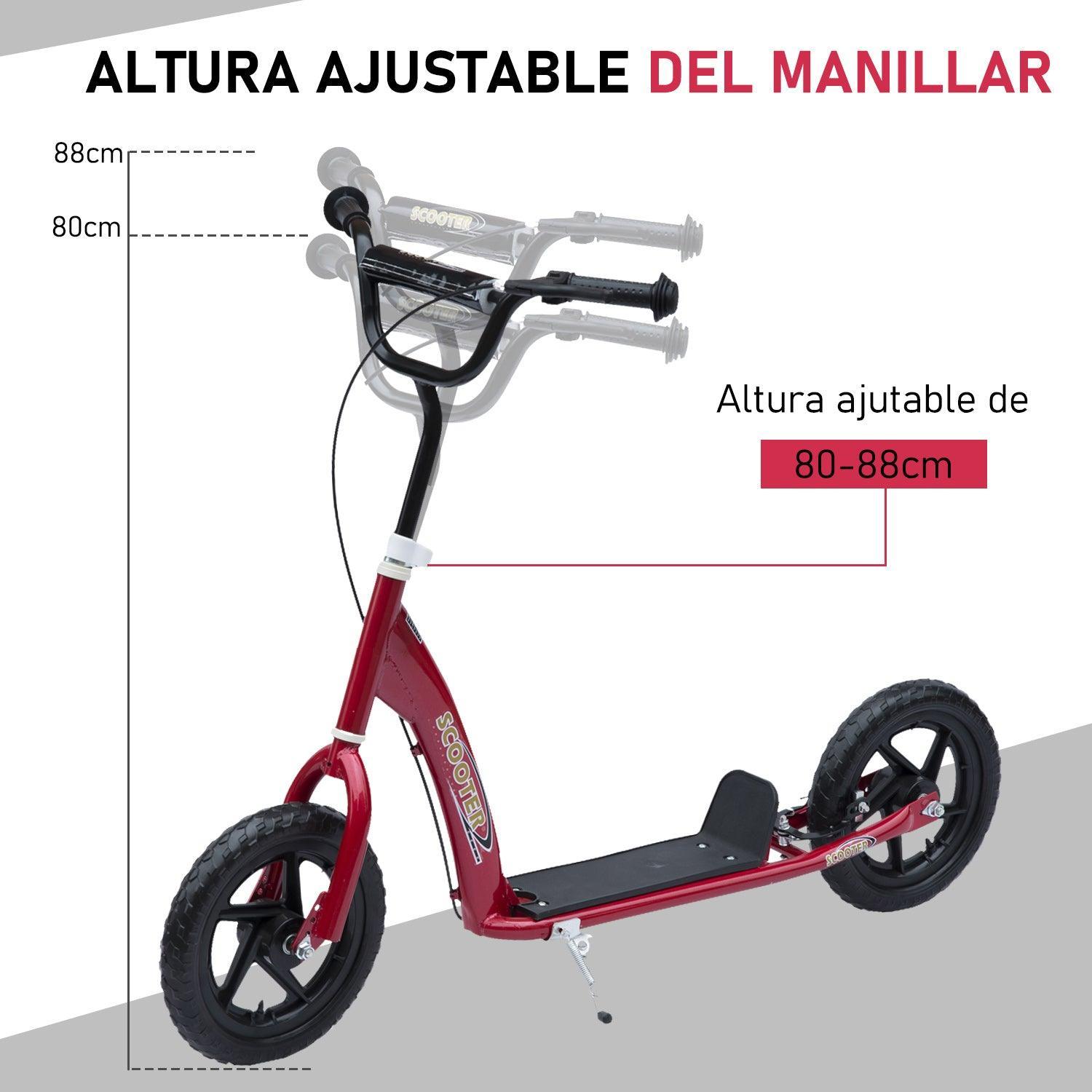 HOMCOM Teen Push Scooter with 12 Tyres, Red - ALL4U RETAILER LTD