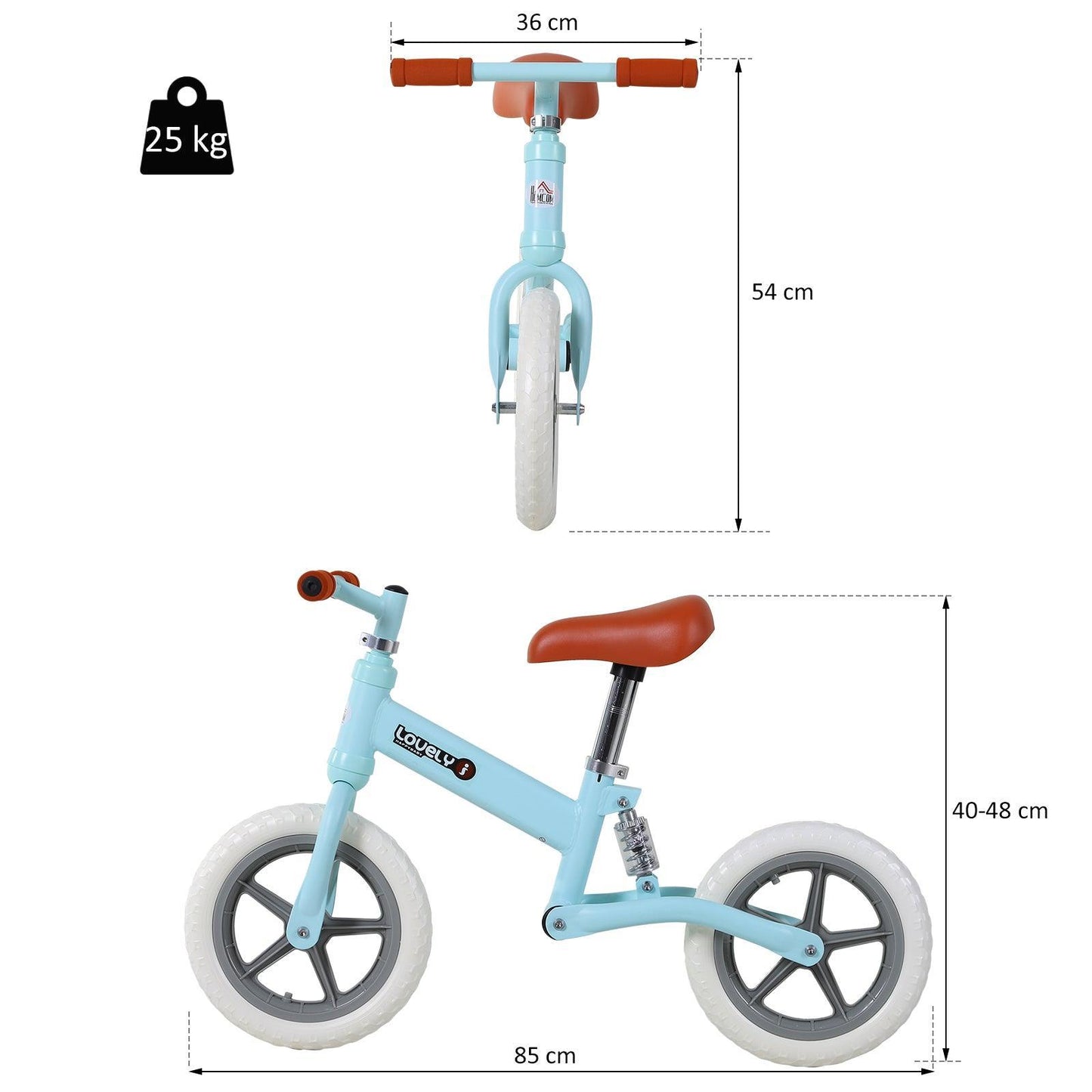 HOMCOM Toddler Balance Bike - Blue Walk Training (No Pedal) - ALL4U RETAILER LTD