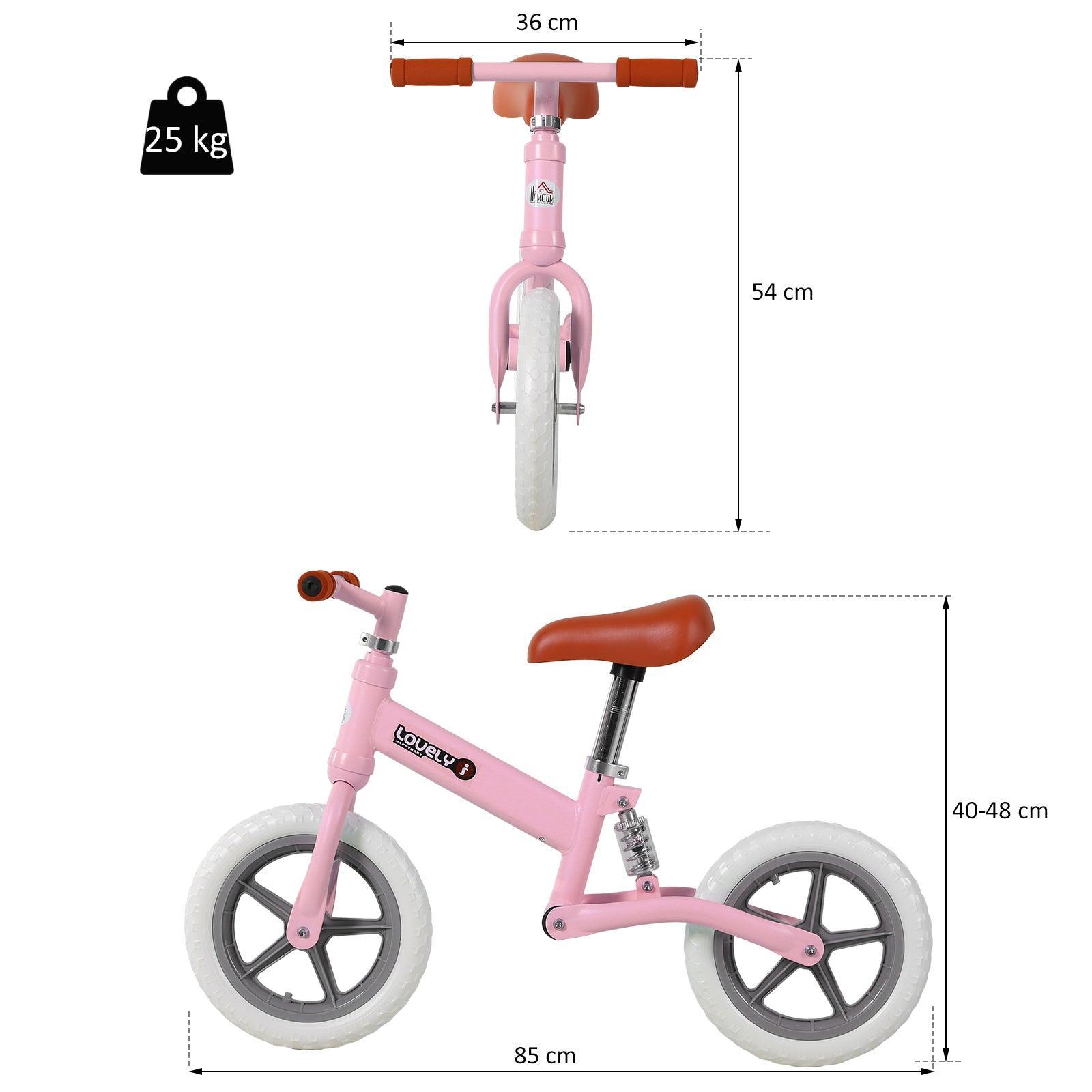 HOMCOM Toddler Balance Bike: No Pedal Training (Pink) - ALL4U RETAILER LTD