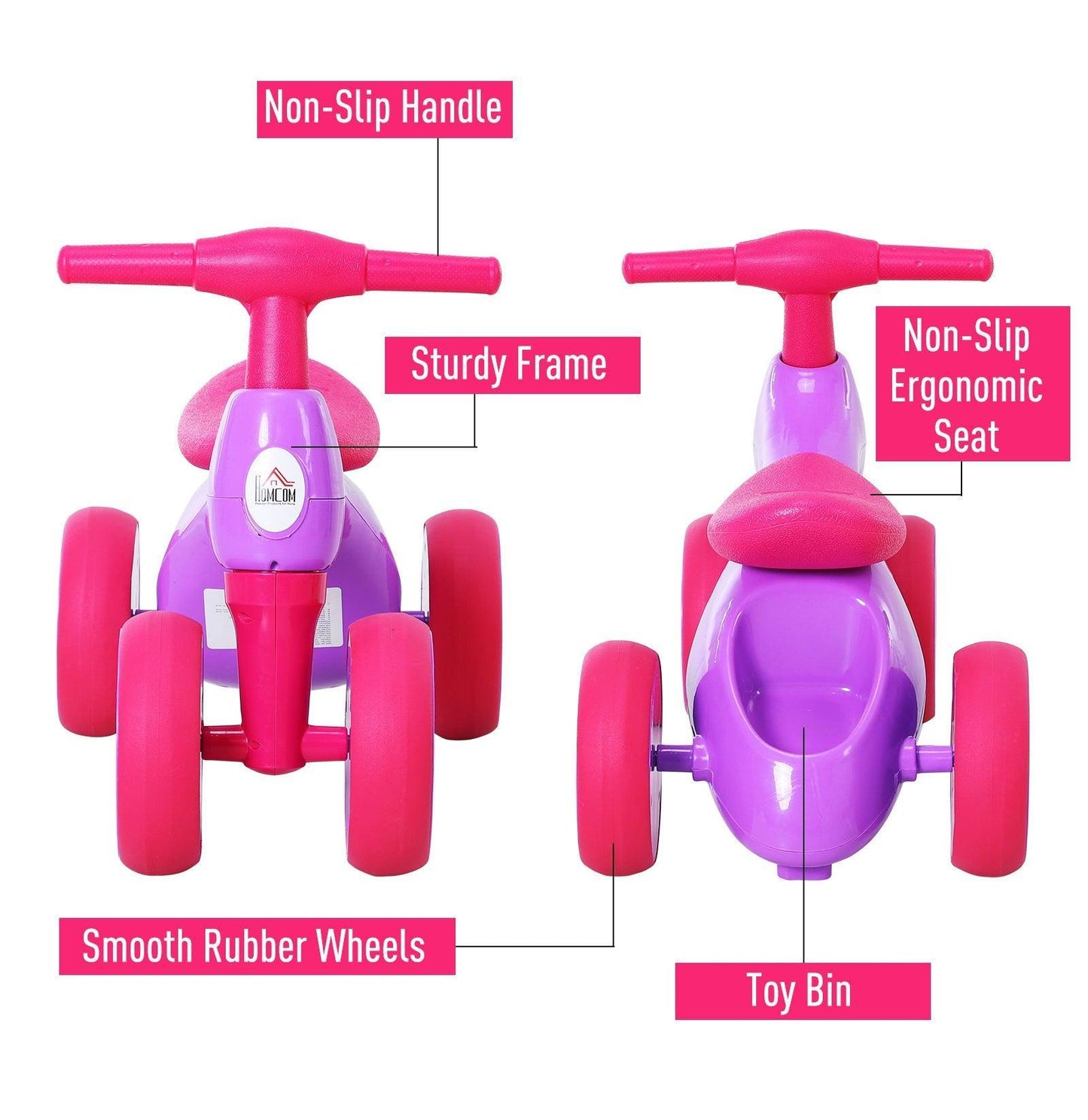 HOMCOM Purple Toddler Ride-On Toy - ALL4U RETAILER LTD