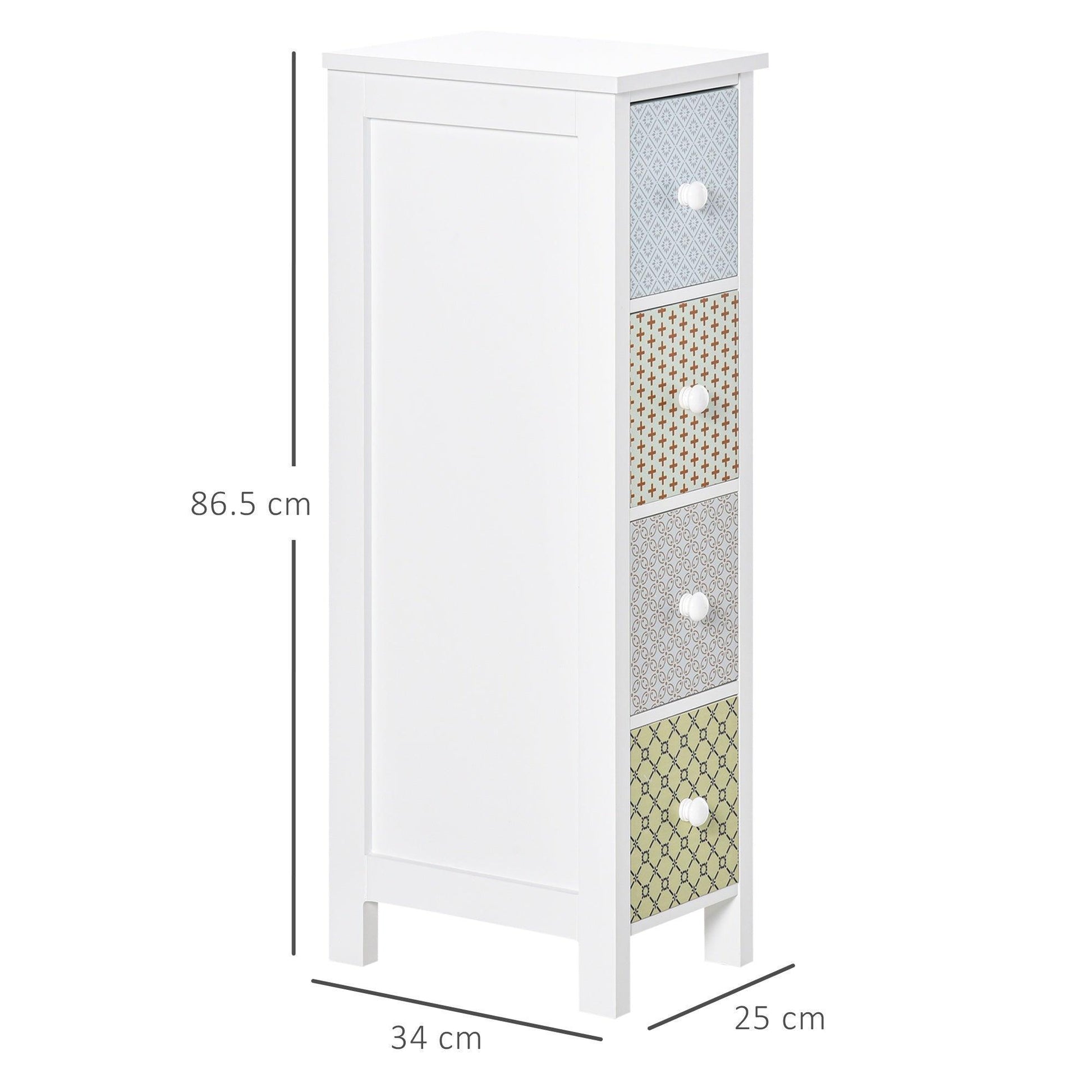 HOMCOM Toilet Tissue Cabinet, 4-Drawer Dresser - Simplistic Storage - ALL4U RETAILER LTD