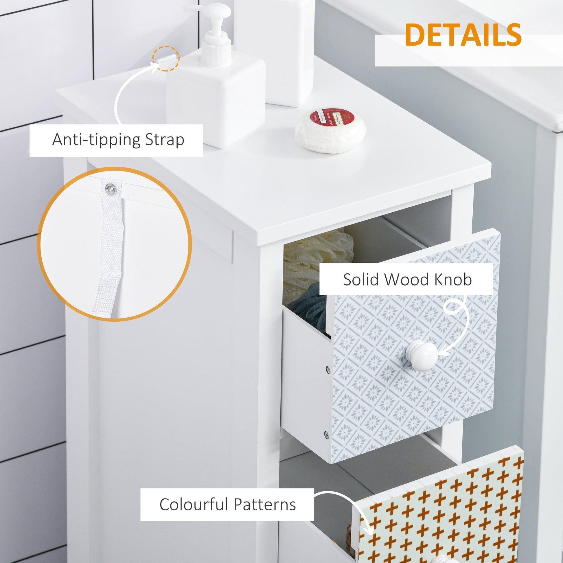 HOMCOM Toilet Tissue Cabinet, 4-Drawer Dresser - Simplistic Storage - ALL4U RETAILER LTD