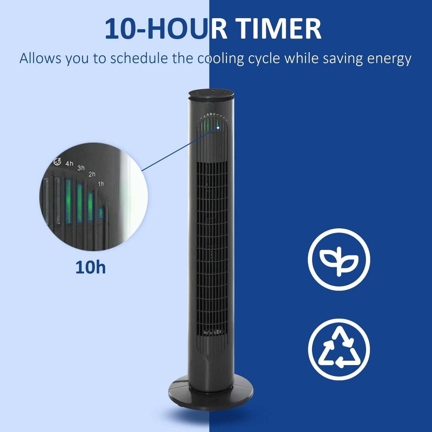 HOMCOM Tower Fan: 3 Speed 3 Mode, 10h Timer, 70° Oscillation - ALL4U RETAILER LTD