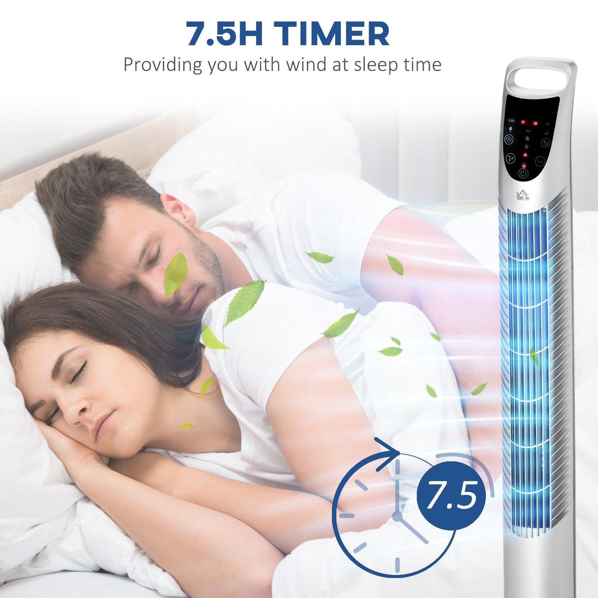 HOMCOM Tower Fan - 3 Speeds, 7.5h Timer, 70° Oscillation - ALL4U RETAILER LTD